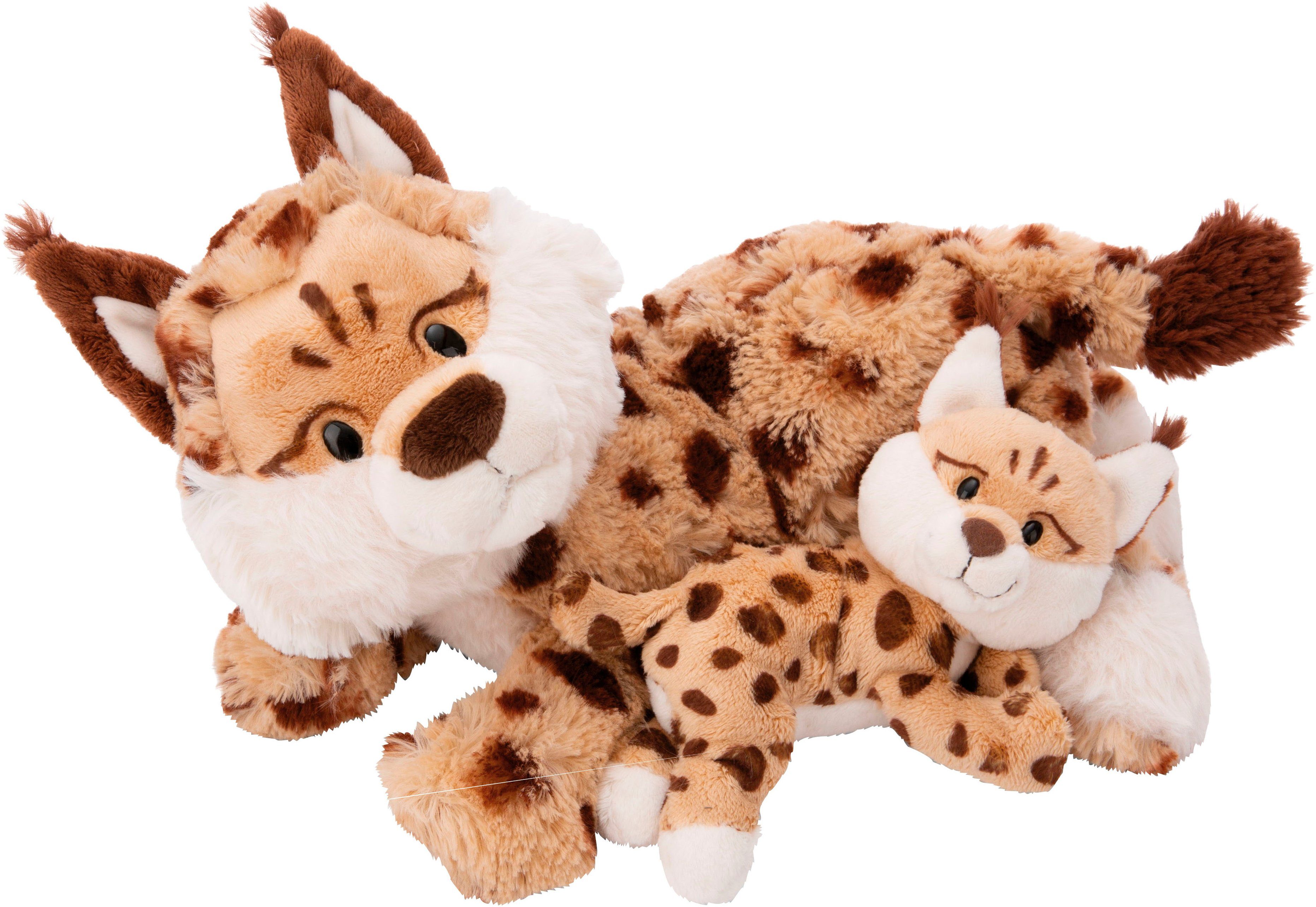 Nici Kuscheltier Wild Friends GREEN, Luchs Mutter & Kind, 40 cm & 20 cm, liegend; enthält recyceltes Material