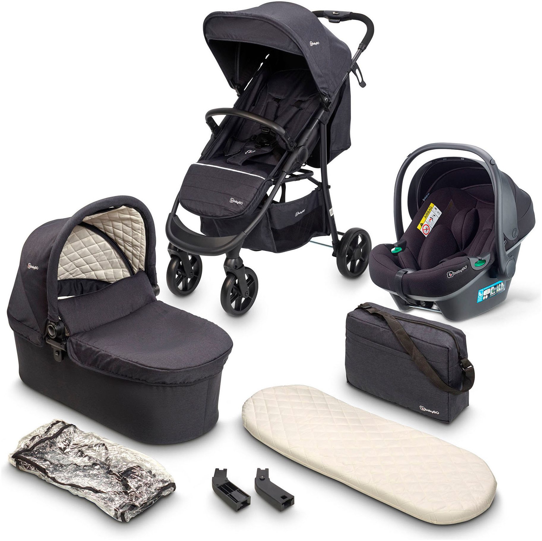 Kombi-Kinderwagen Style - 3in1, schwarz