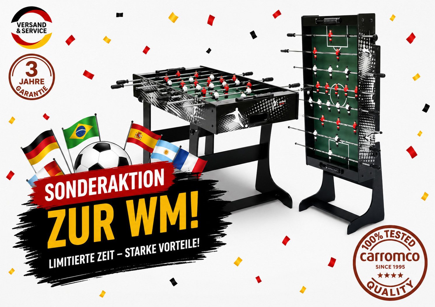 Kickertisch Tischkicker Rialto XT - klappbarer Kicker für Kinder & Jugendliche