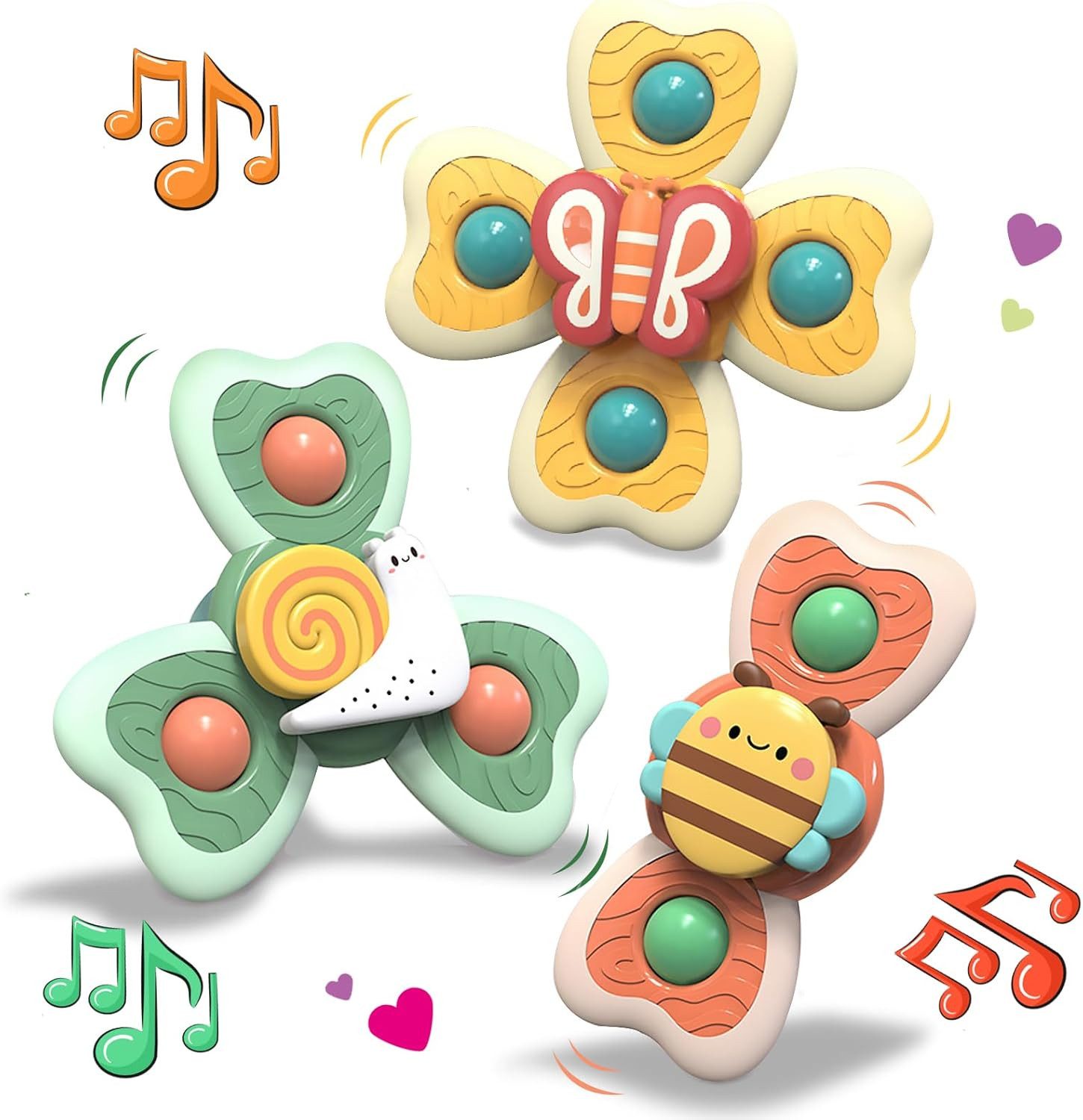 Coonoor Badespielzeug 3 Stück Baby Spielzeug, Sicheres Spinner mit Saugnapf günstig online kaufen