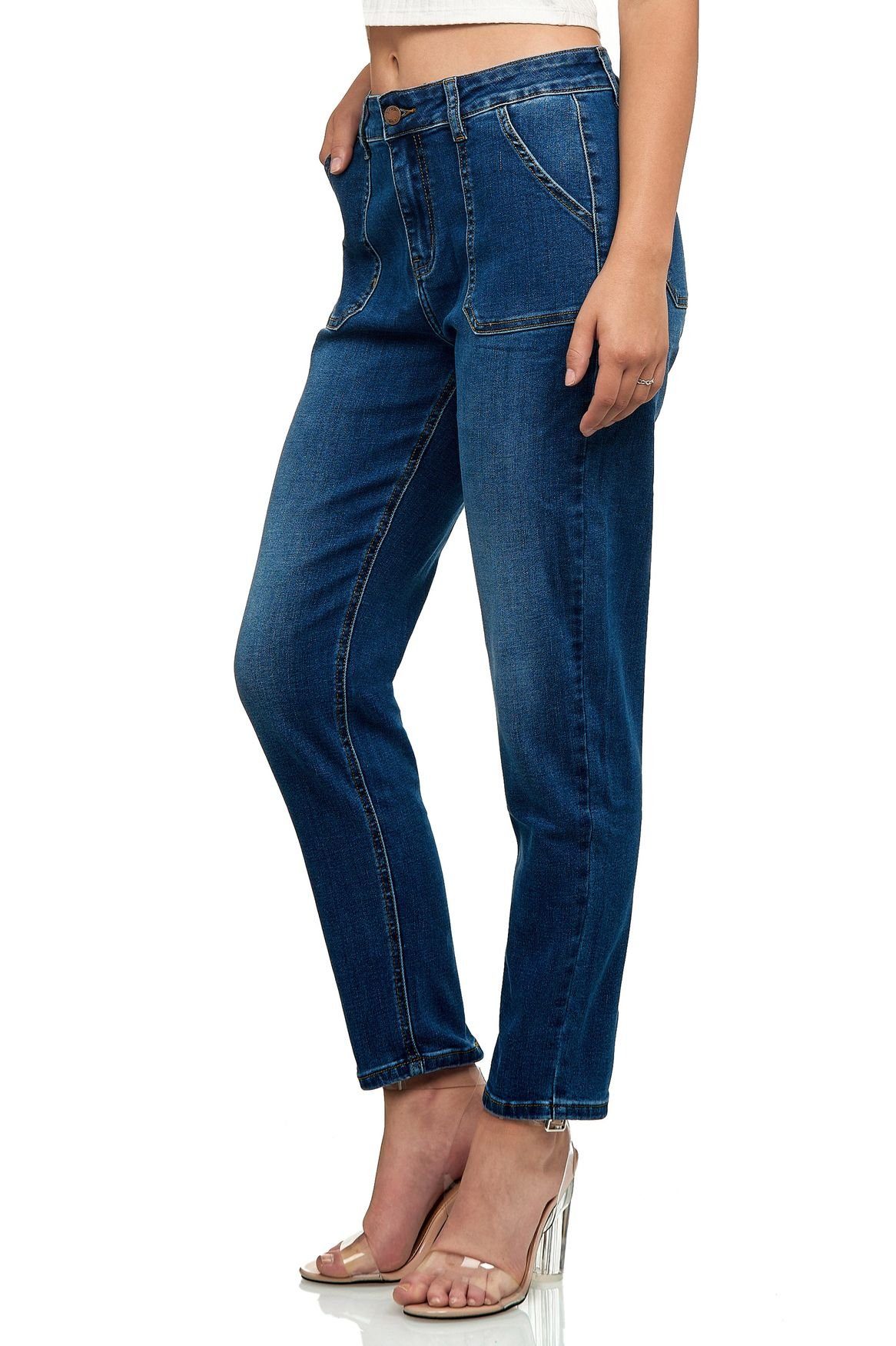 Damen Jeans Nina Carter Boyfriend-Jeans 3320 (regular fit, 1-tlg., Reißverschluss) Damen Denim Mom Jeans MALSIA