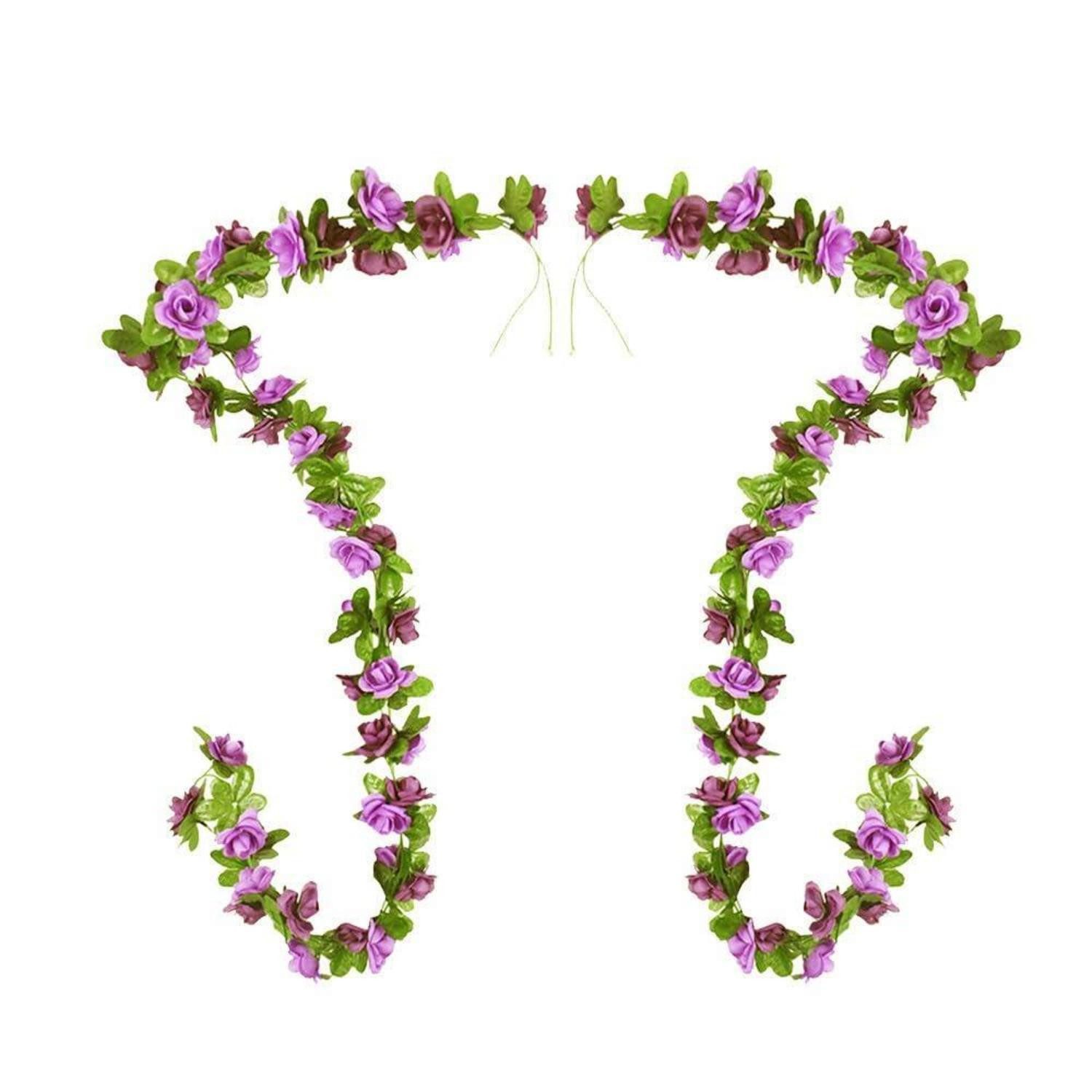 Kunstgirlande Rosenranken-Girlande Violett 2 Stück, LuxusKollektion, Höhe 246 cm
