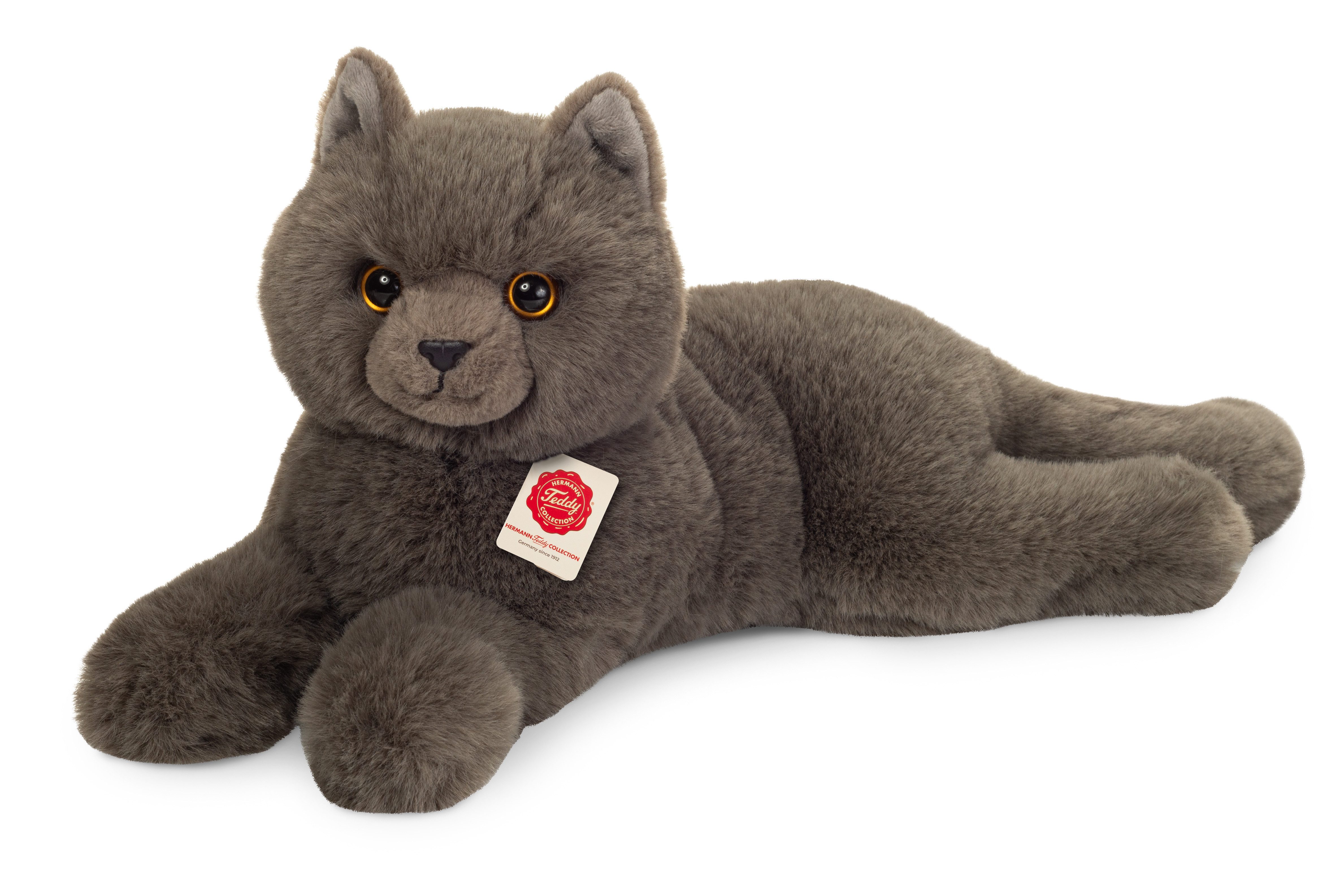 Teddy Hermann® Kuscheltier Kartäuserkatze, liegend, 36 cm, zum Teil aus recyceltem Material