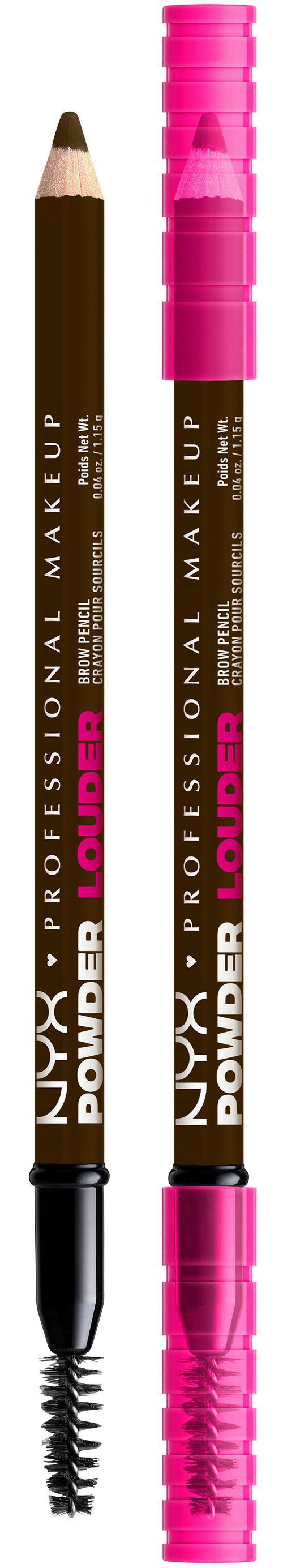 NYX PROFESSIONAL MAKEUP Augenbrauenpflege POWDER LOUDER BROW PENCIL, verleiht sowohl verdichtete als auch voller aussehende Augenbrauen