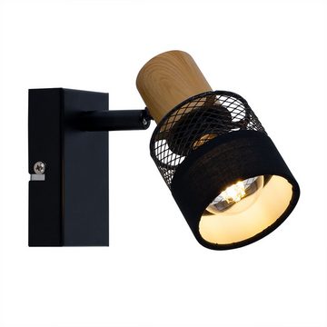 etc-shop LED Deckenleuchte, Leuchtmittel nicht inklusive, Spotleuchte Deckenleuchte Wandlampe Strahler verstellbar Holz Textil