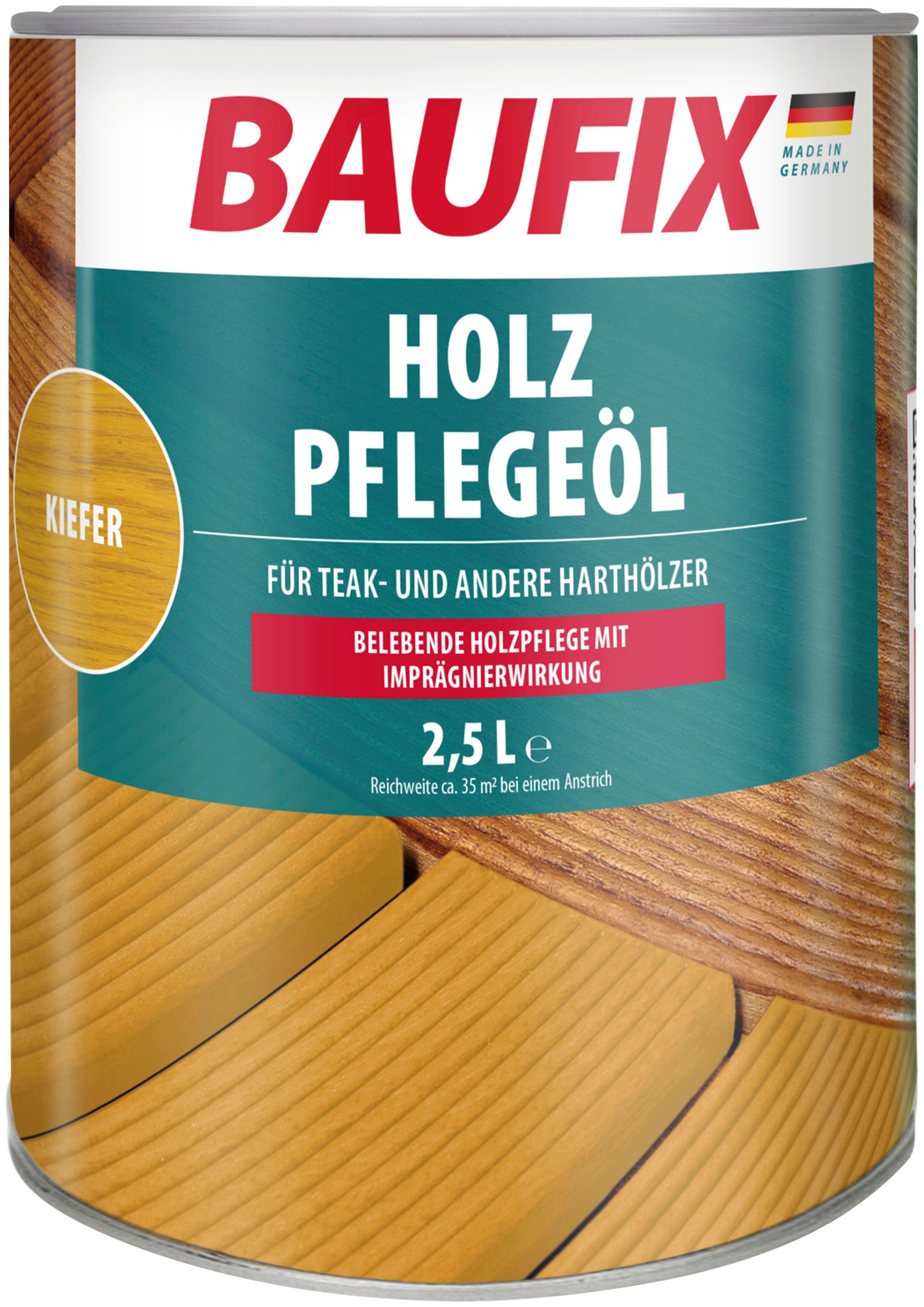 Baufix Hartholzöl Holz-Pflegeöl, imprägnierwirkung, tiefenwirksam, 2,5L, seidenmatt kiefer