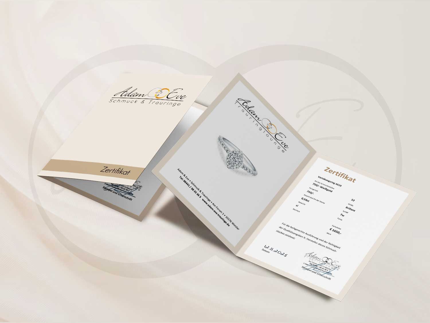 Adam & Eve Collier-Set 585/- Gold Halskette mit 12 Diamanten 0,07ct Brillanten, inklusive Echtheitszertifikat - Kette ca. 45cm