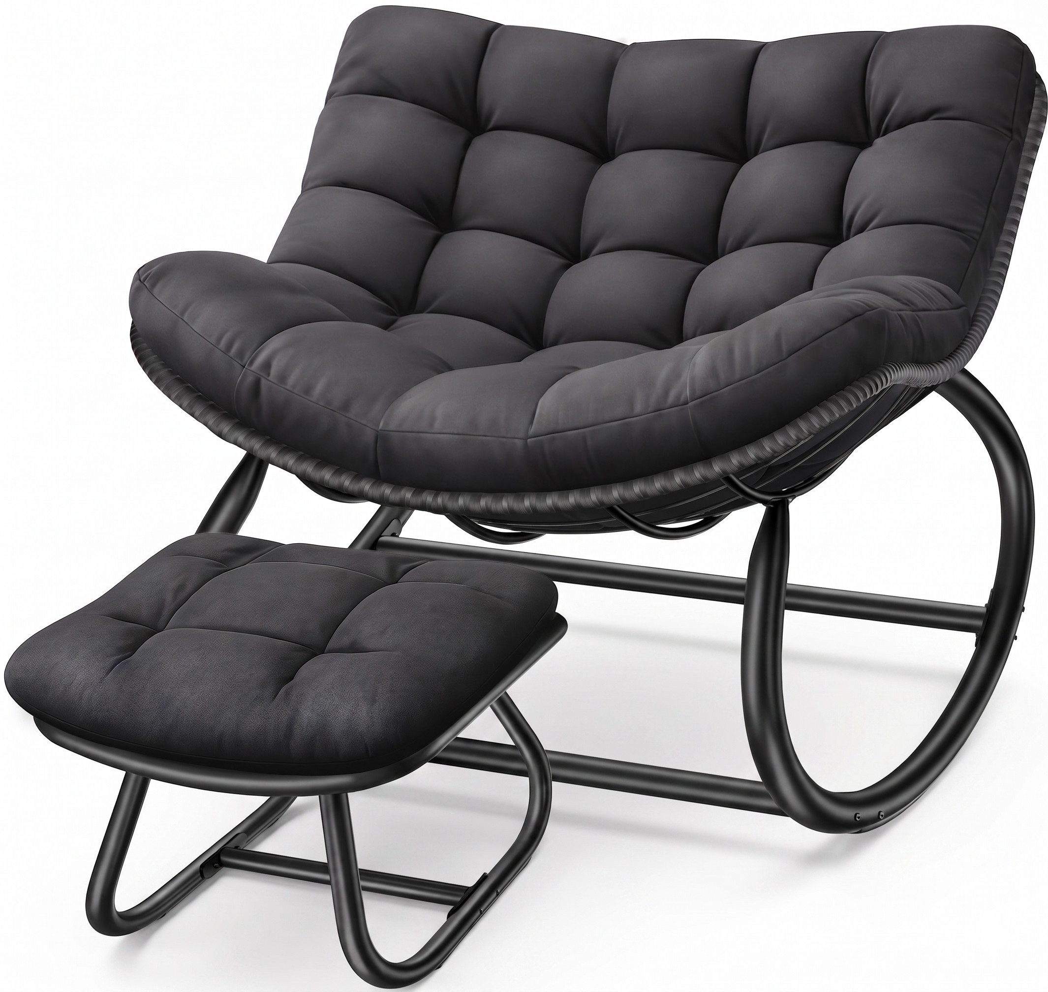 ELONEO Schaukelstuhl – Relax Schaukelsessel für Garten & Balkon (kippsicher, max. Belastung 120kg, witterungsbeständig), ergonomischer Loungesessel / Relaxsessel für Garten & Wohnzimmer