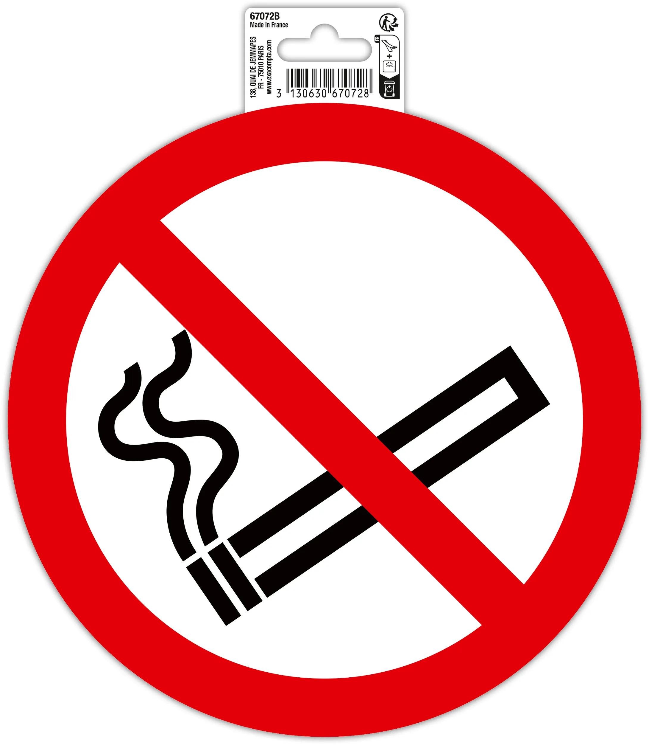 EXACOMPTA Warnschild Hinweisschild selbstklebend, Rauchen verboten, 20 cm, PVC - - 67072B, Sockel