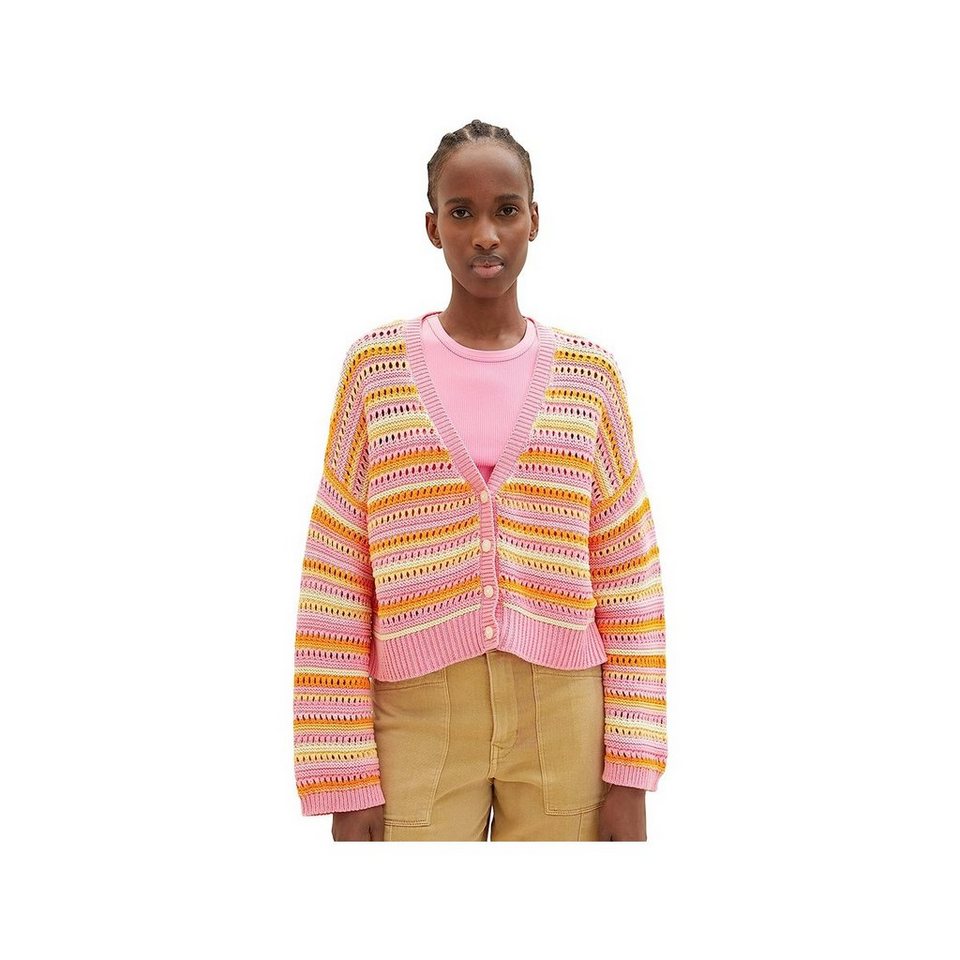 TOM TAILOR Strickjacke pink regular fit (1-tlg)