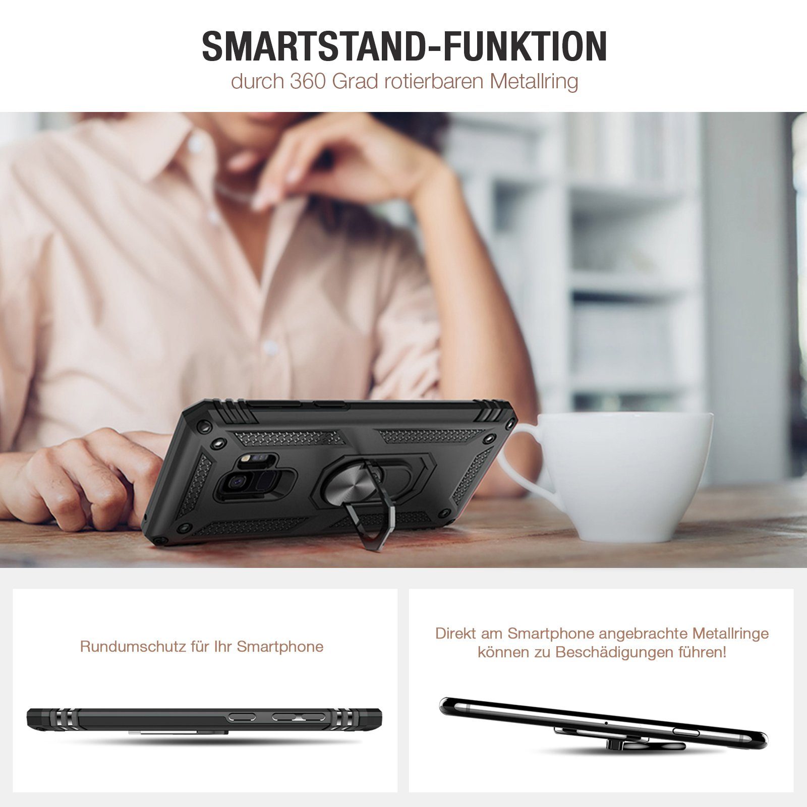 Tec-Expert Handyhülle Outdoor Cover Hülle für Samsung Galaxy S9 5.8 Zoll, 5.8, Premium Hülle aus verstärktem Polycarbonat