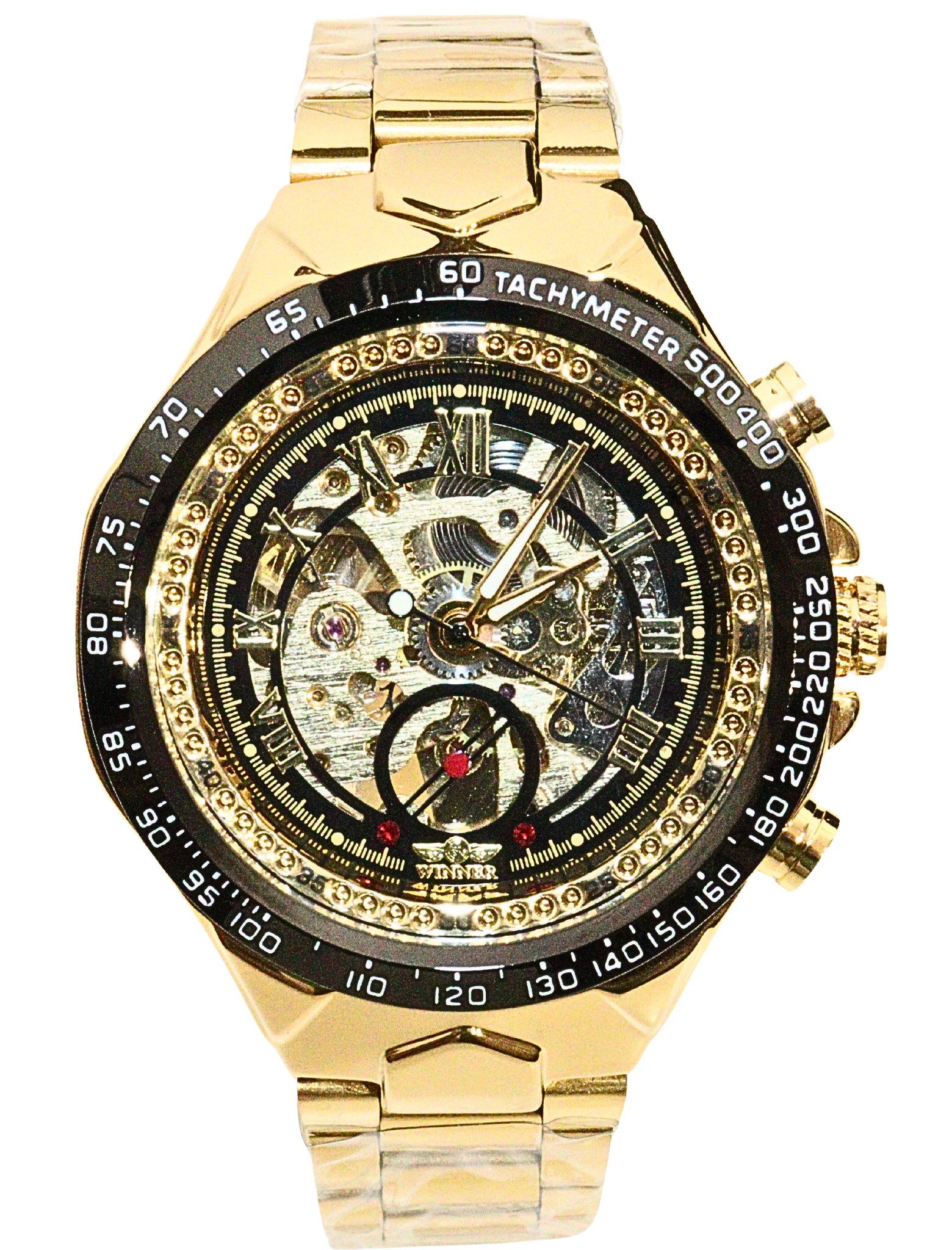 Rötting Design Automatikuhr Herrenuhr Marke Forsining Skelett schwarz goldfarbenes Ziffernblatt, Skelett Ziffernblatt