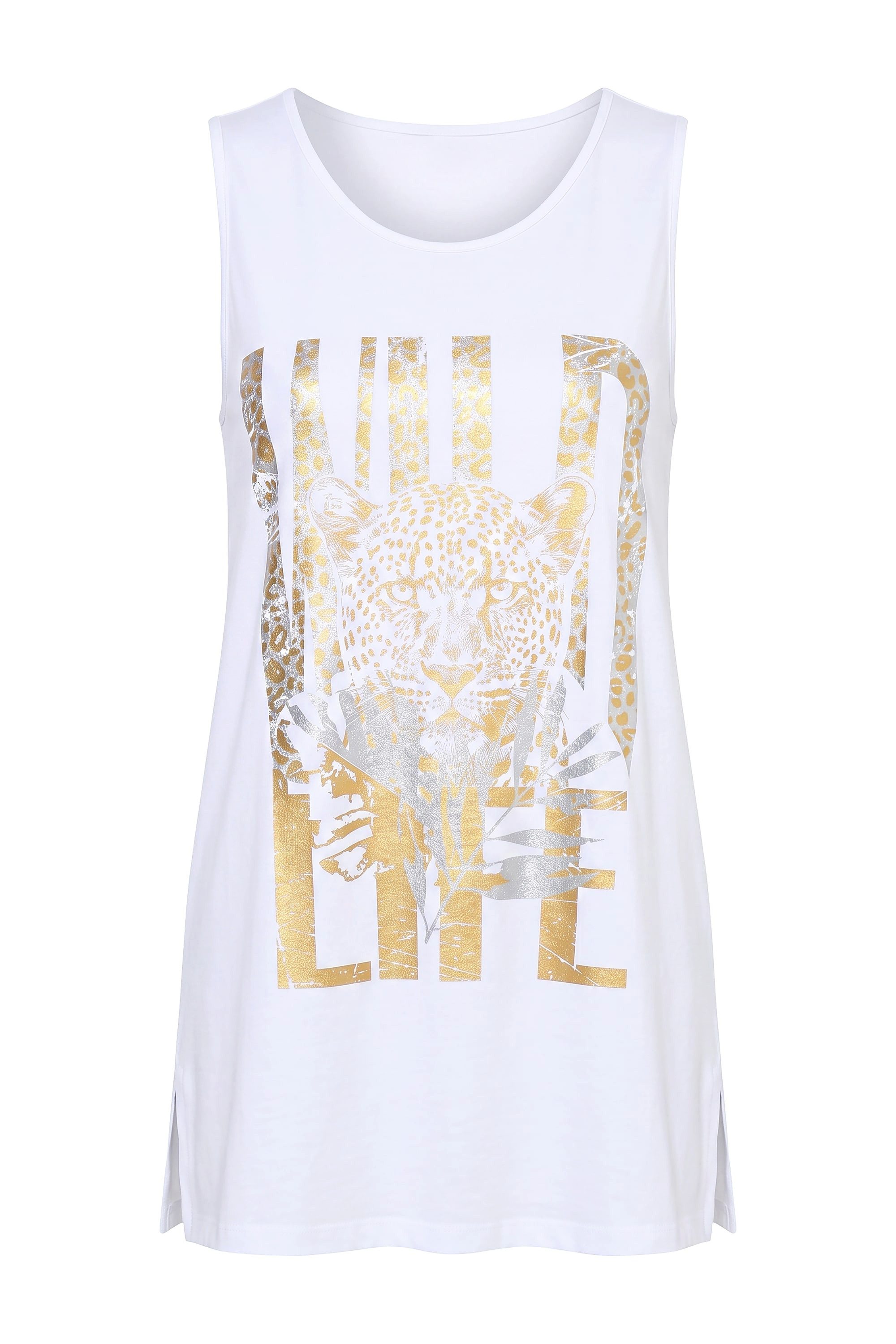 Angel of Style Longtop Top A-Linie Leoparden-Motiv ärmellos