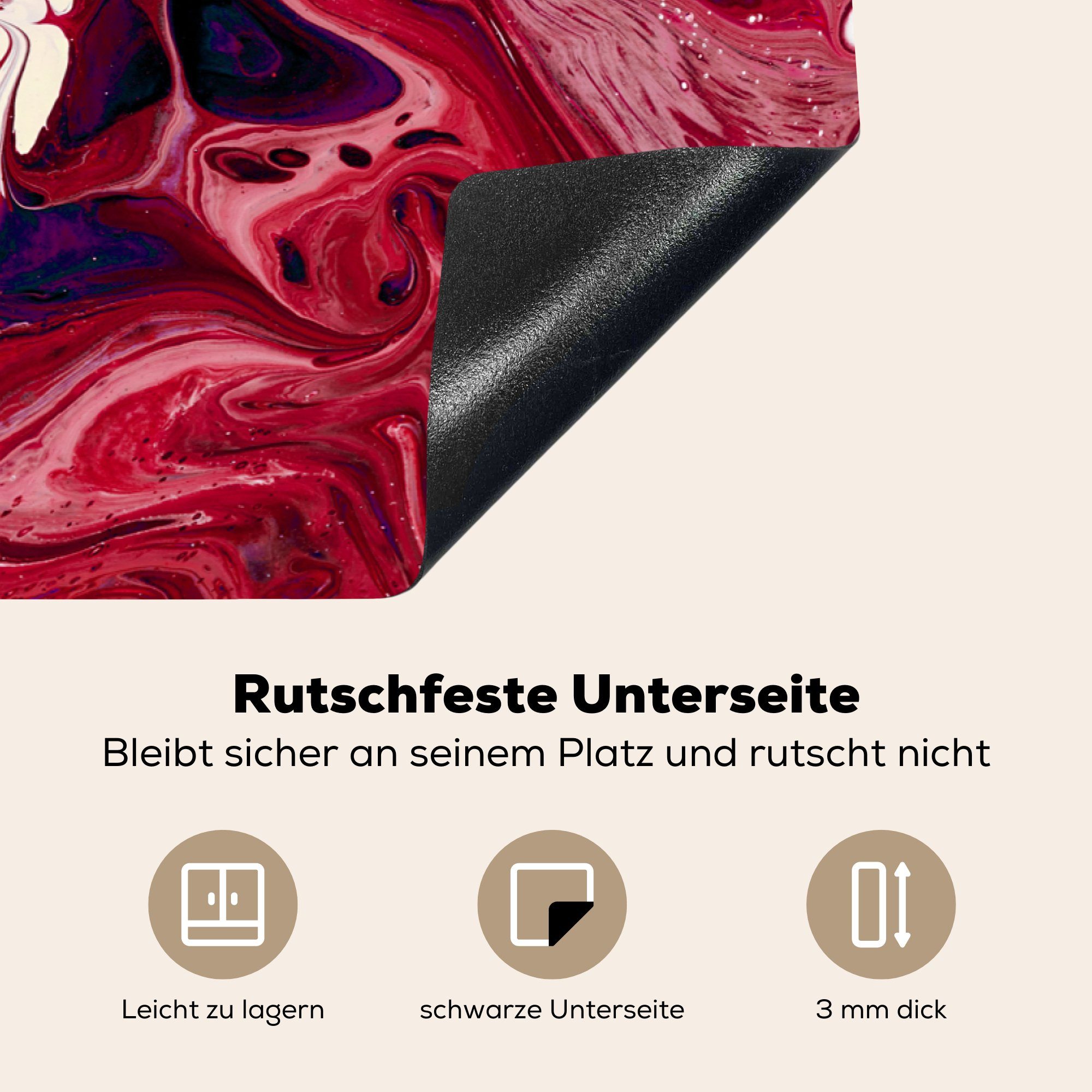 MuchoWow Herdblende-/Abdeckplatte - Aquarell Rosa Farbe Induktionskochfeld für Schutz 81x52 Vinyl, - küche, - Ceranfeldabdeckung Magenta, cm, (1 die tlg)