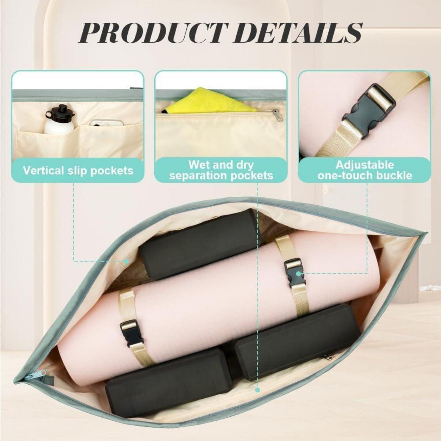 LuxusKollektion Yogatasche Große Sporttasche Damen Yogamatte Tasche Nassfach Schuhtasche
