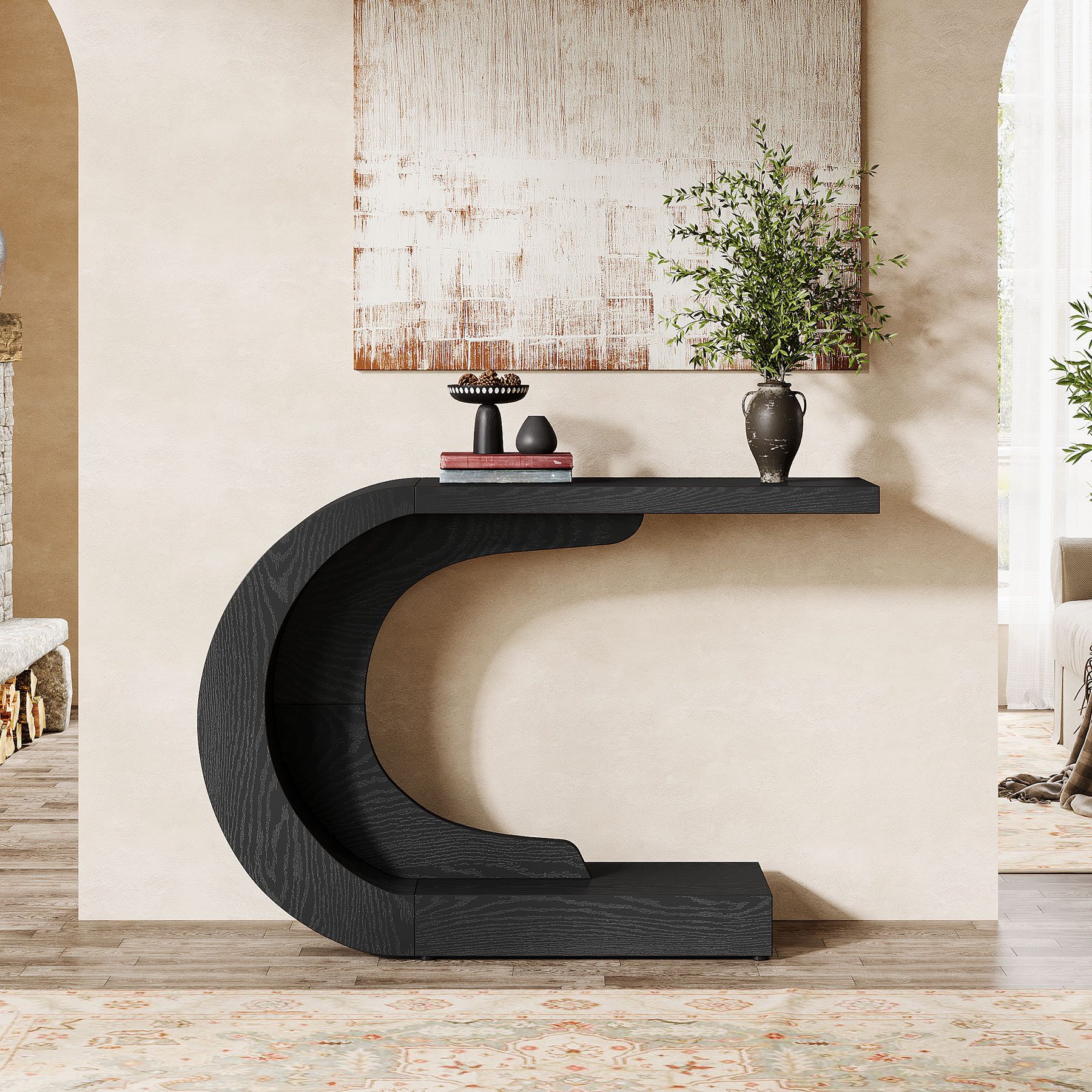 Tribesigns Konsolentisch Holz C-förmiger Flurtisch, 110 x 35cm Beistelltisc günstig online kaufen