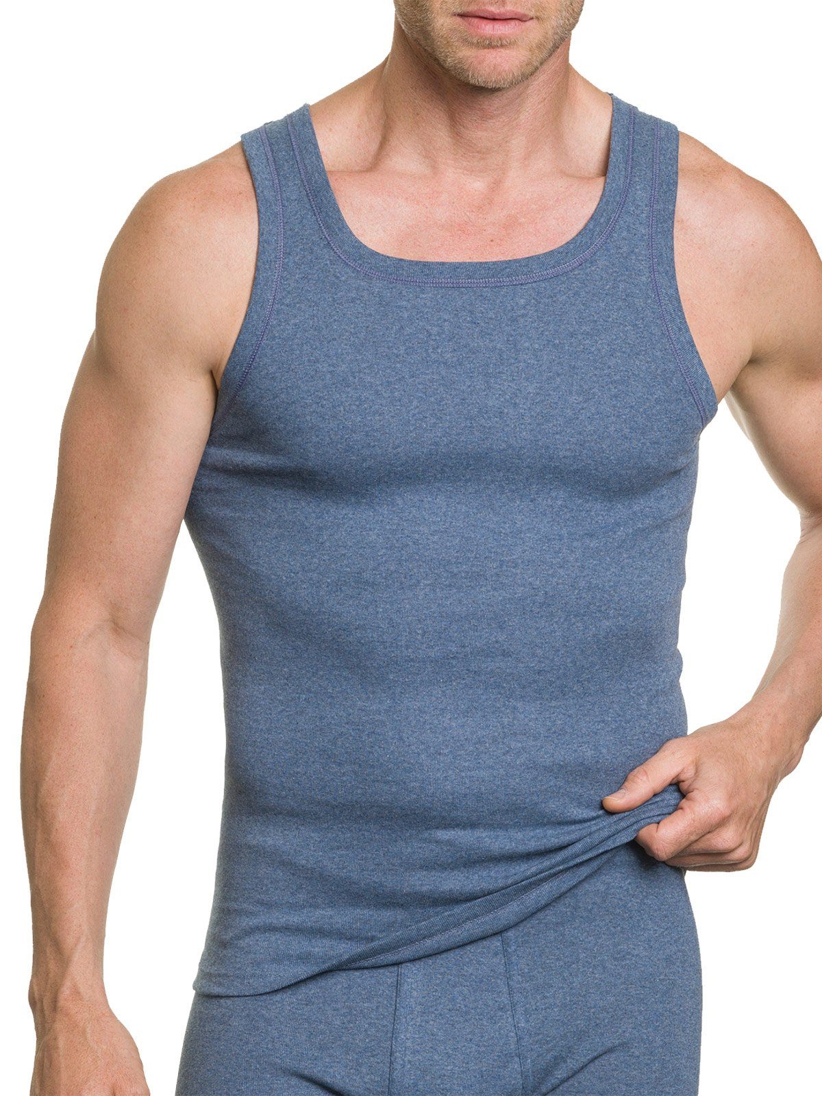 KUMPF Achselhemd Herren Unterhemd Workerwear (Stück, 1-St) hohe Markenqualität blau-melange | Ärmellose Unterhemden
