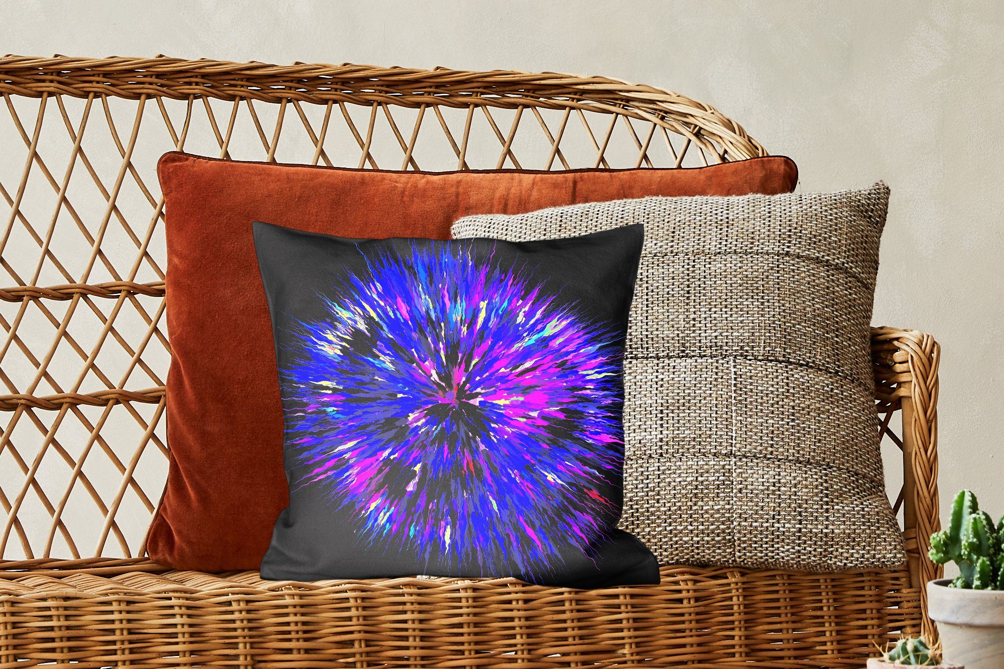 Violette Explosion, Form MuchoWow Füllung für Zierkissen Dekokissen Deko, in Sofakissen Schlafzimmer, Wohzimmer, Geometrie einer mit