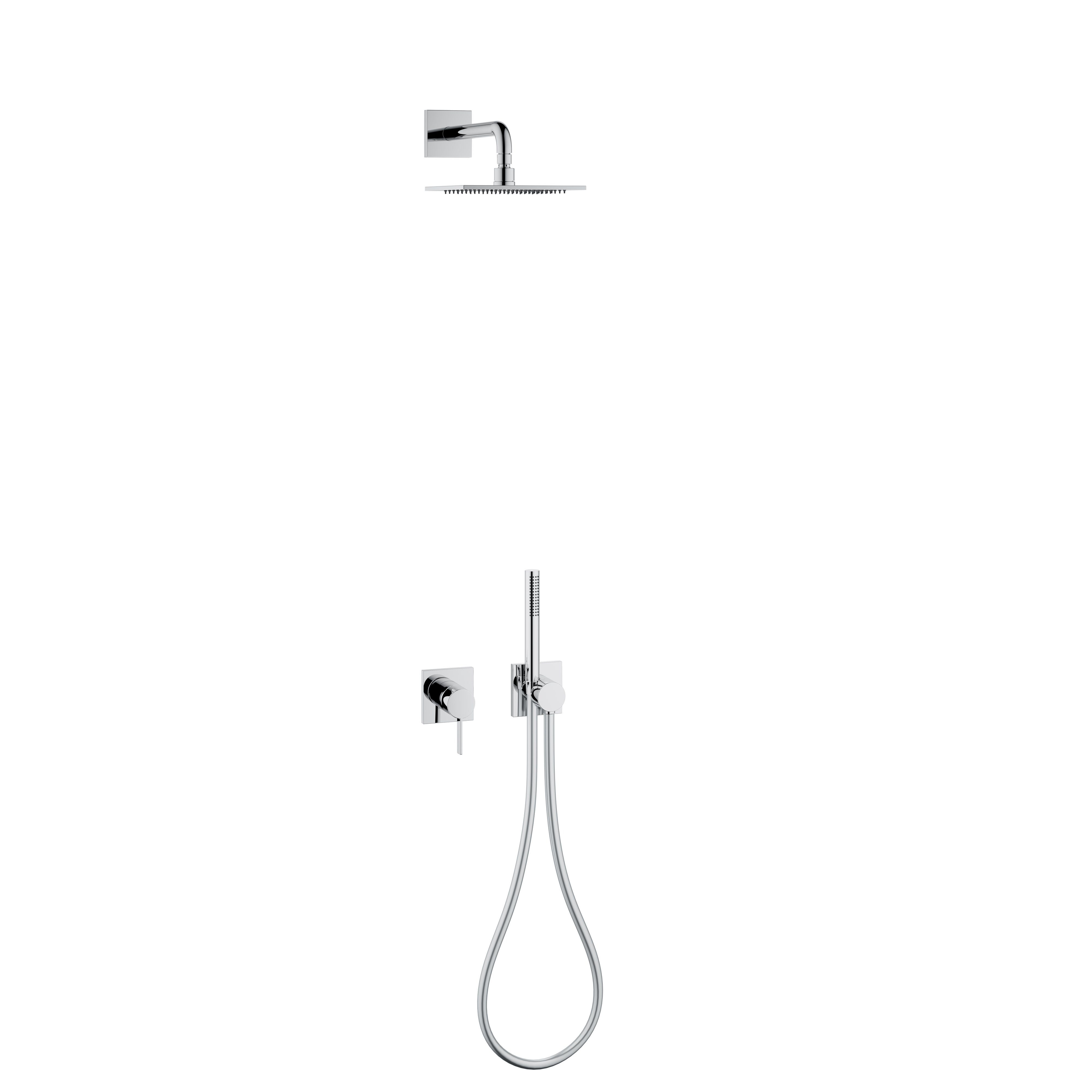 Keuco Brausegarnitur IXMO, Duschsystem Brausegarnitur-Set mit Kopfbrause mit Chrom Einhebelmischer, und