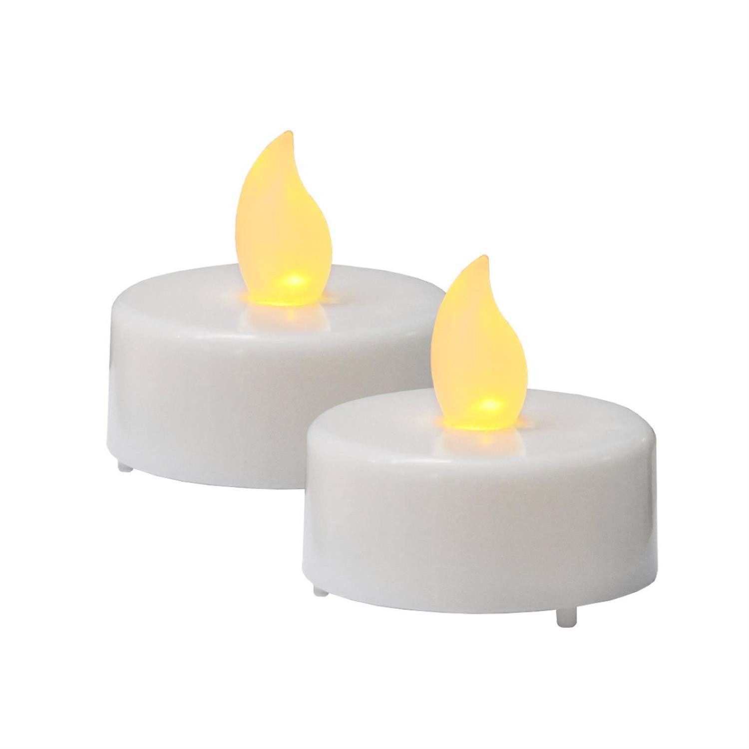 LED-Kerze LED Teelichter flackernd mit Batterien flammenlos weiß D: 4cm 2er Set