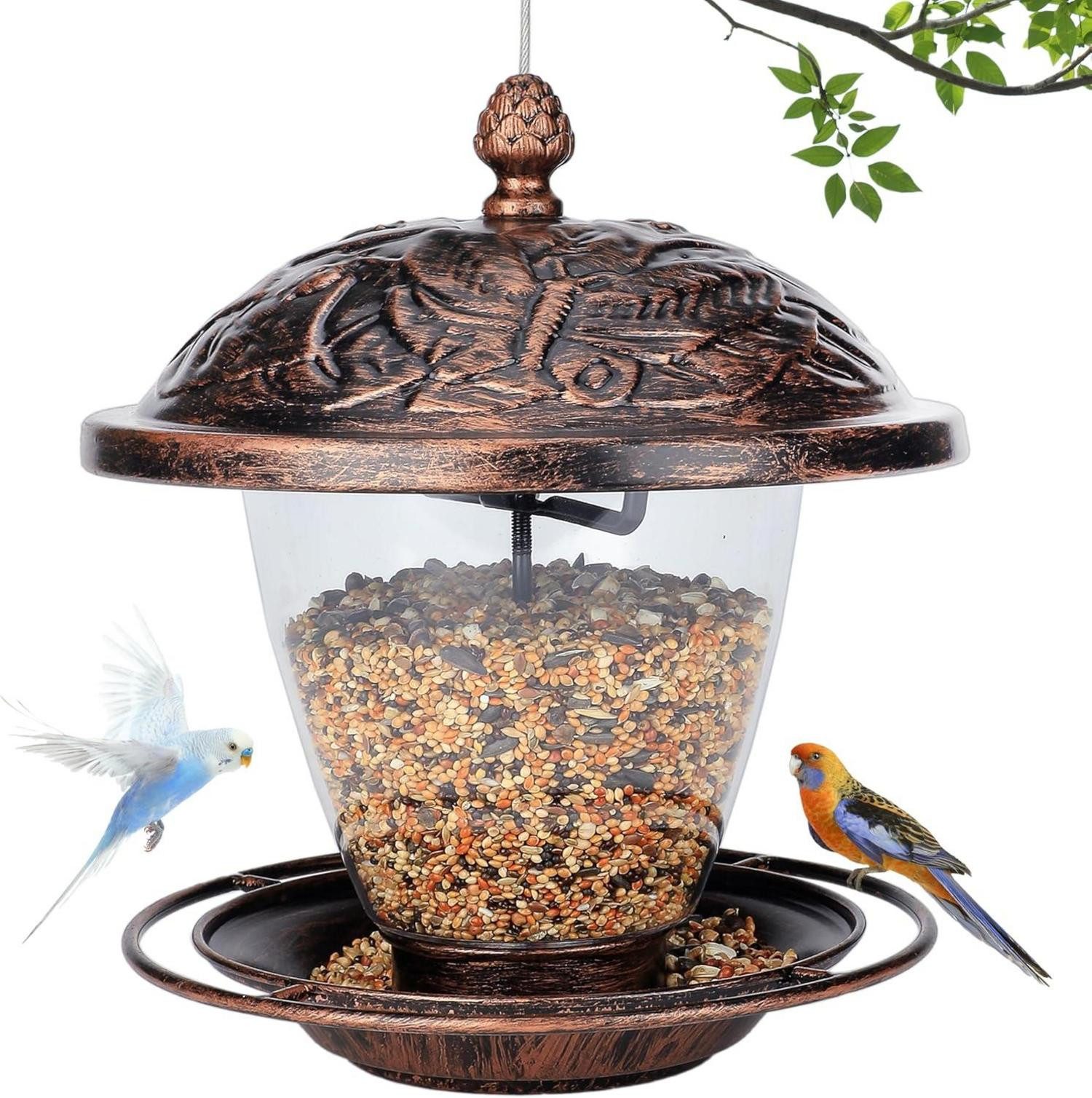 Vogelhaus Vogelfutterhaus zum Aufhängen Metall Wetterfest Bird Feeder Balkon