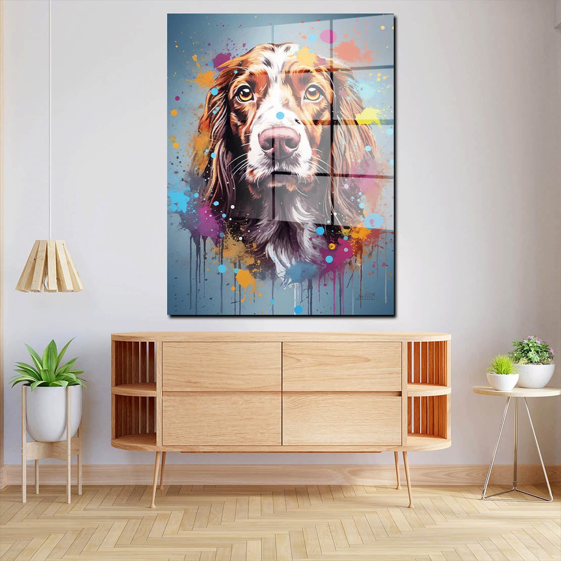 Artedinoi Acrylglasbild Cocker Spaniel Pop Art Acrylglas Wandbild Bild Wanddeko Wohnzimmer XL