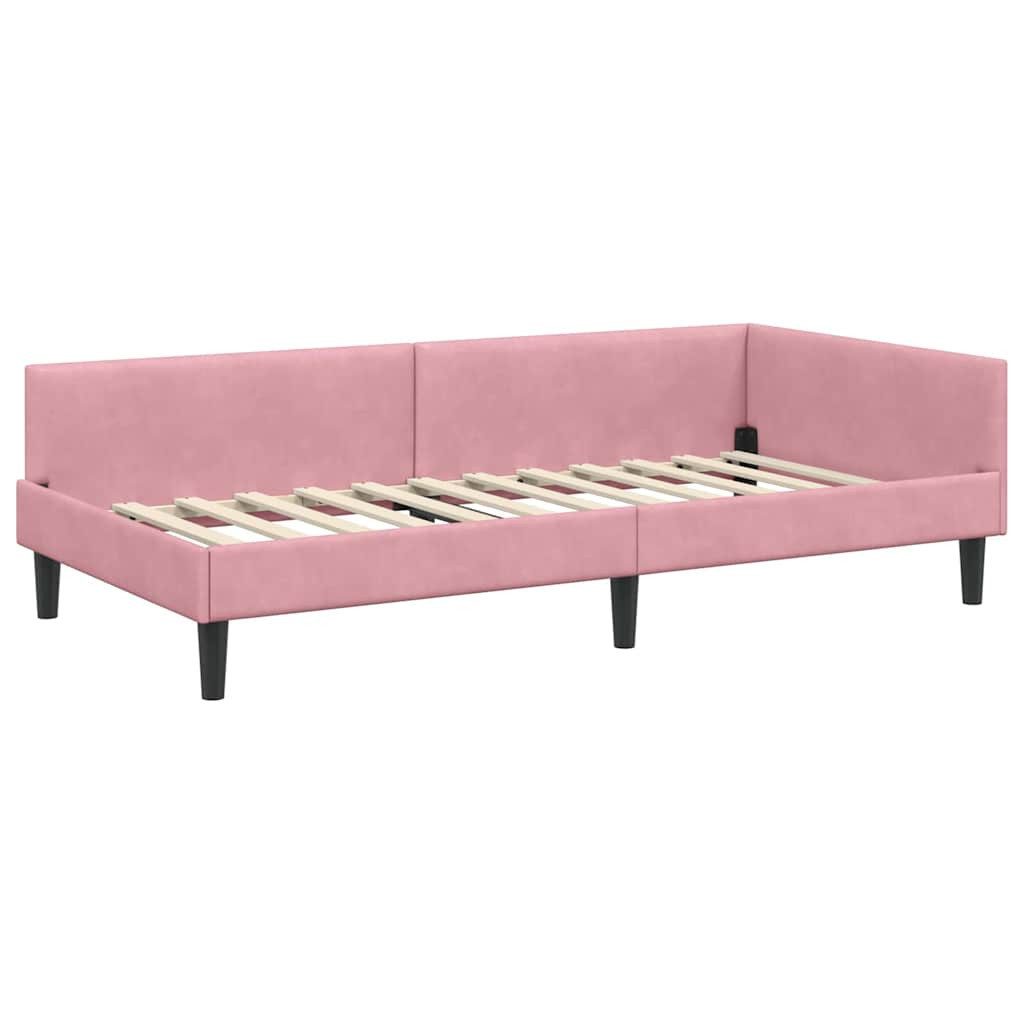 vidaXL Bett Eckbettgestell mit Kopfteil Rosa 80 cm x 200 cm Samt (1-tlg) günstig online kaufen