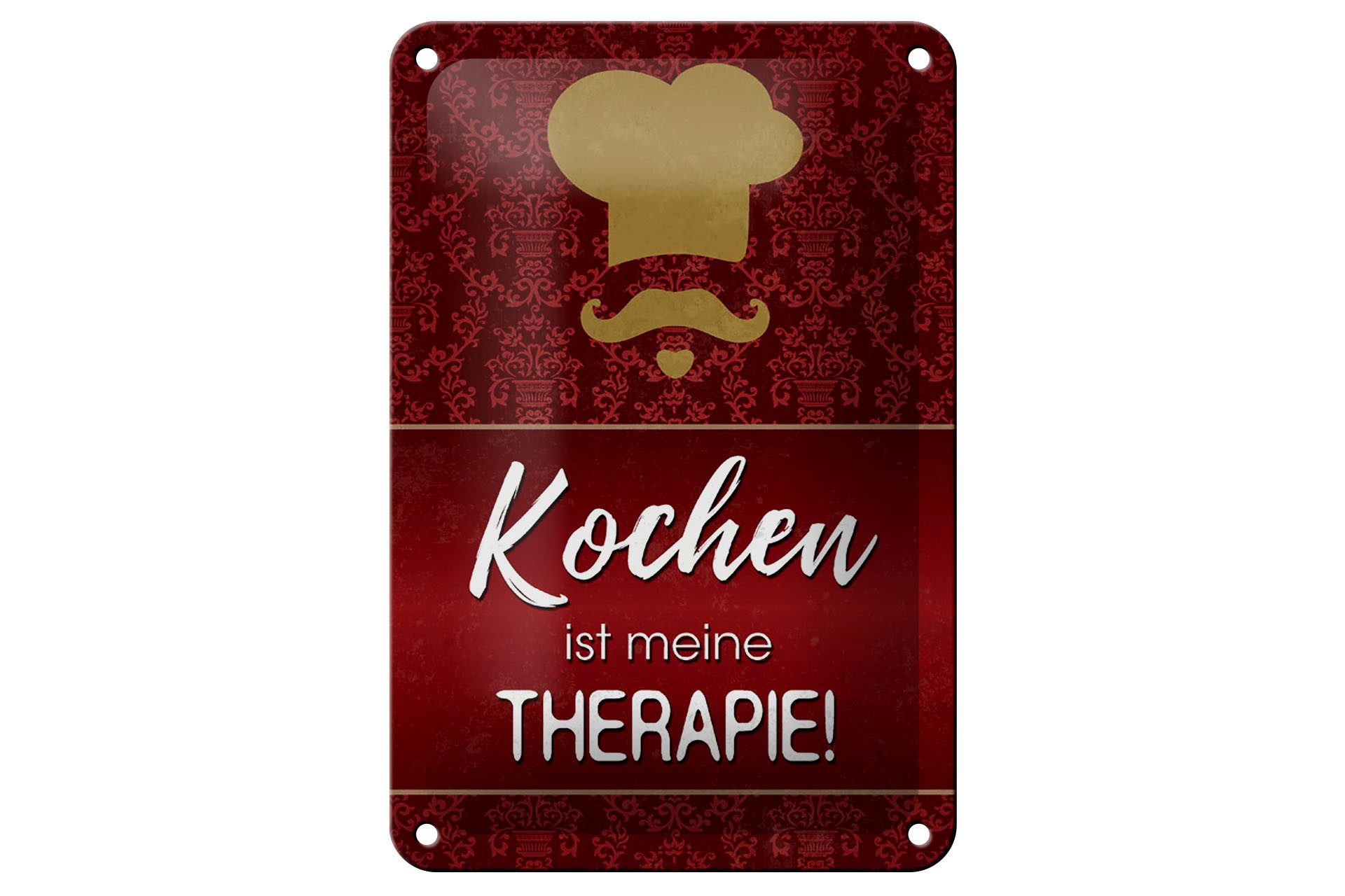 Metallschild Spruch 12x18cm Kochen ist meine Therapie