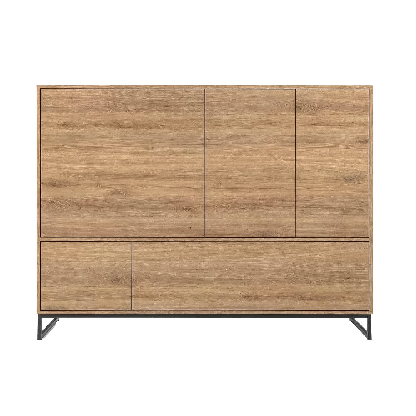 Kommode AZIR 160 cm Sideboard mit 5 Türen Eichefarben
