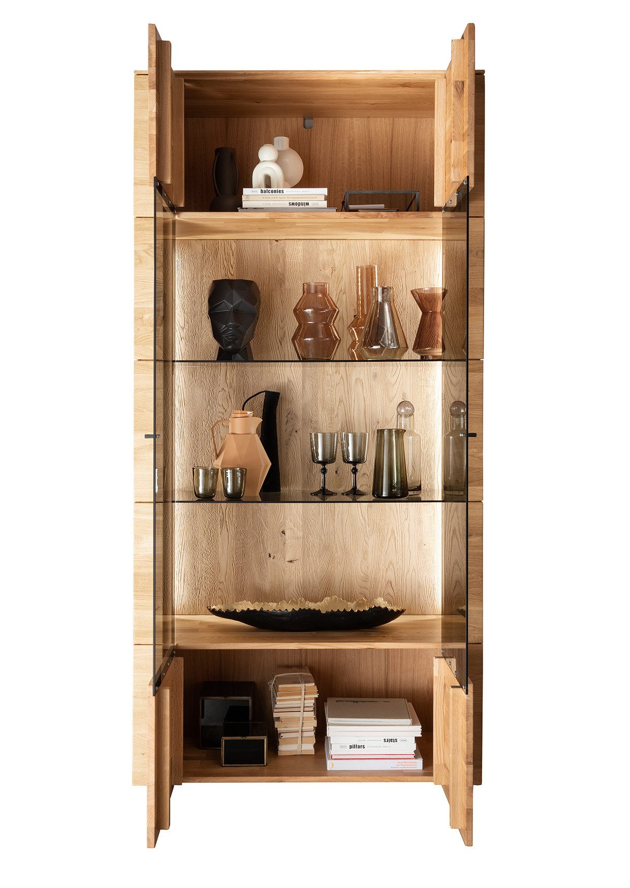 Woodroom Standvitrine Zwettl Wohnzimmerschrank, Schrank mit Glastüren