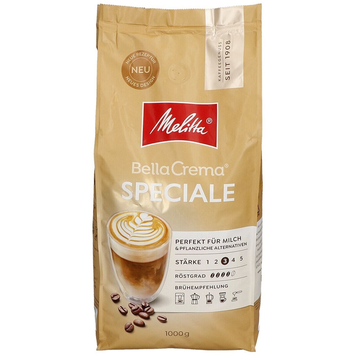 Melitta Kaffee BellaCrema® Speciale, 1000 g, 100% Arabica-Hochland-Kaffeebohnen
