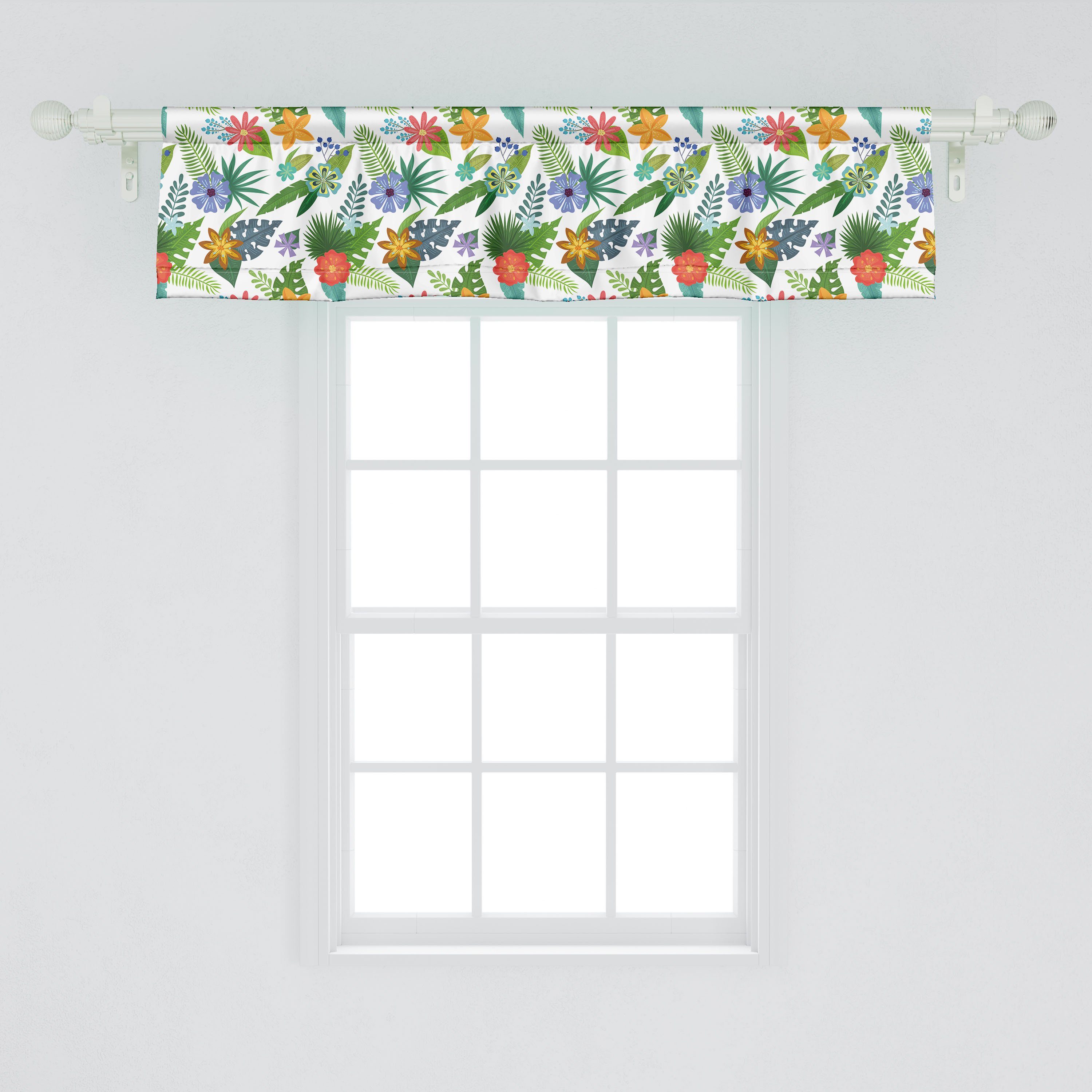Scheibengardine Vorhang Volant für Küche Blumen von Microfaser, mit Stangentasche, Abakuhaus, Dekor Blumen Schlafzimmer Layout bunten