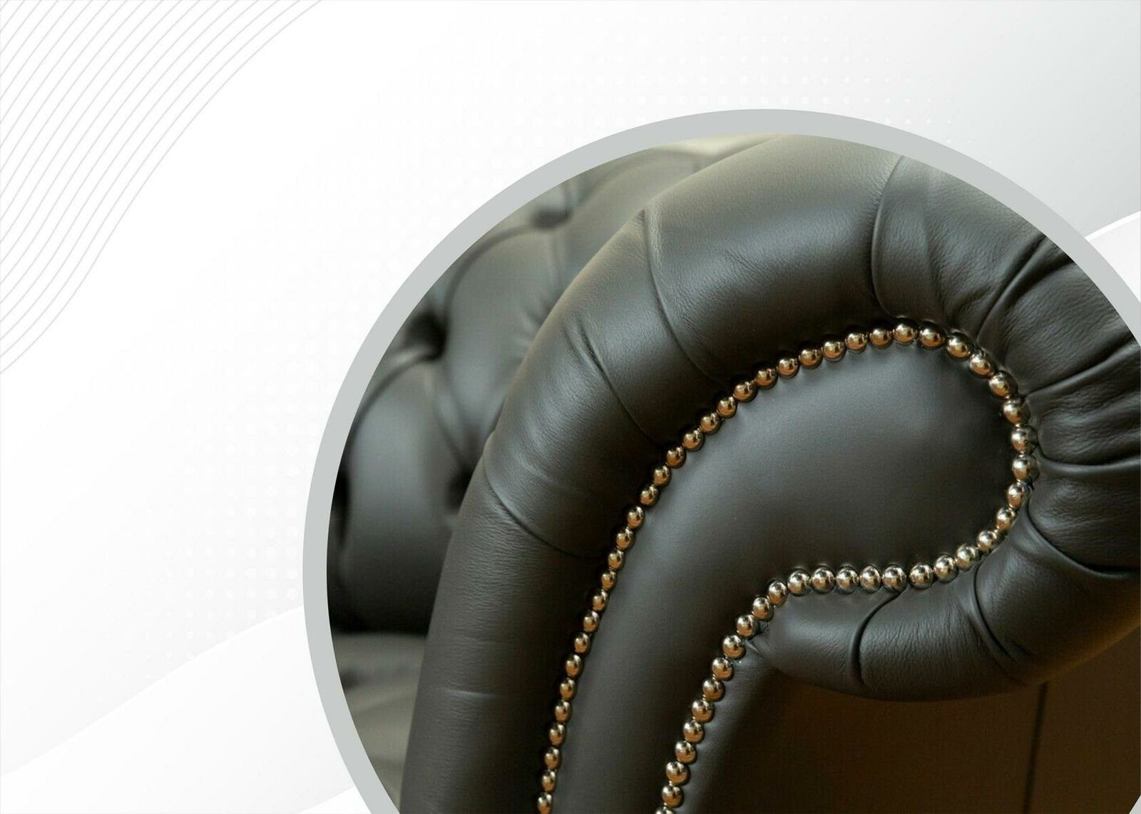JVmoebel Design Chesterfield-Sofa, Dunkelgrau Couchen big 4 Chesterfield xxl Möbel Leder Modern Sofa Sitzer