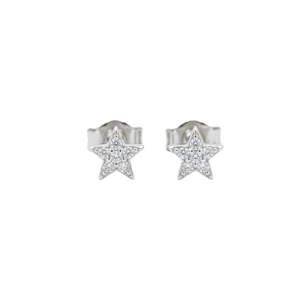 Suzan Gold Paar Ohrstecker Stern Ohrstecker Zirkonia – 925 Sterling Silber Ohrringe