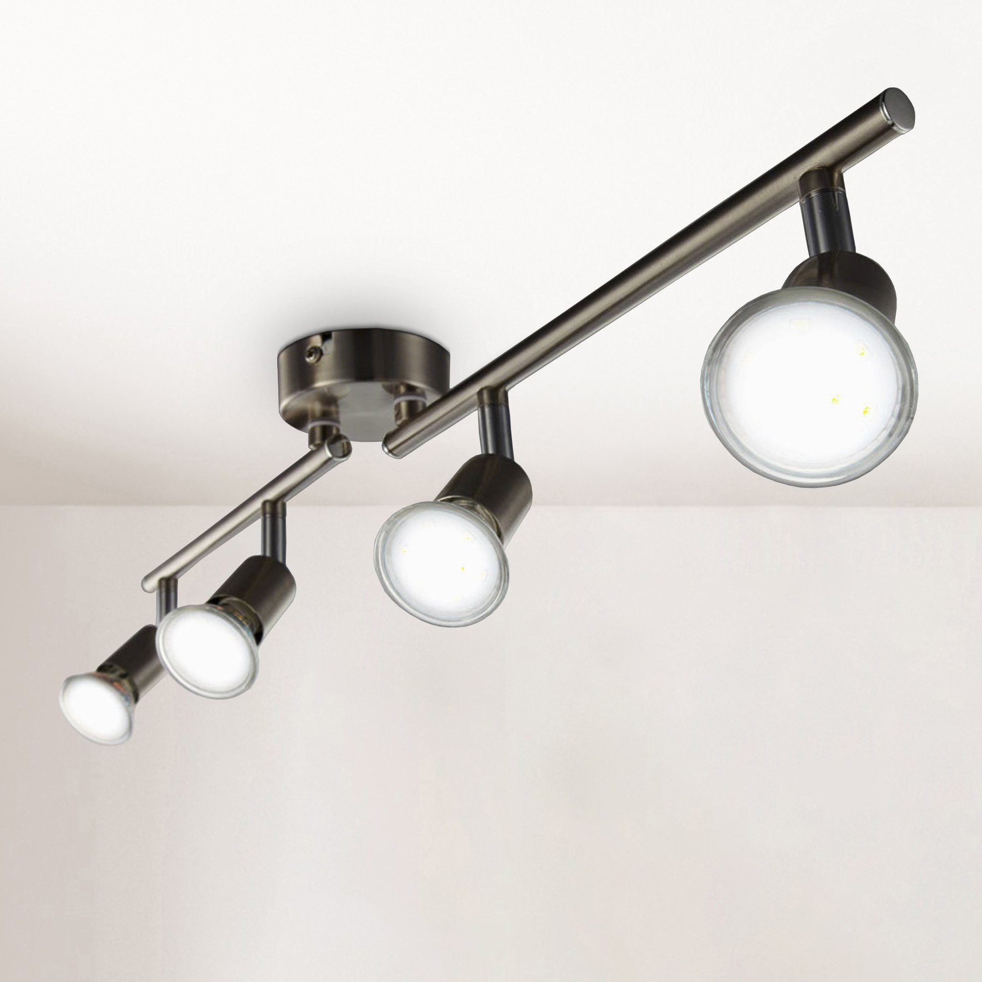 LED Strahler Wohnzimmer Wand Lampe 2-flammig Chrom Design Deckenspot Leiste 