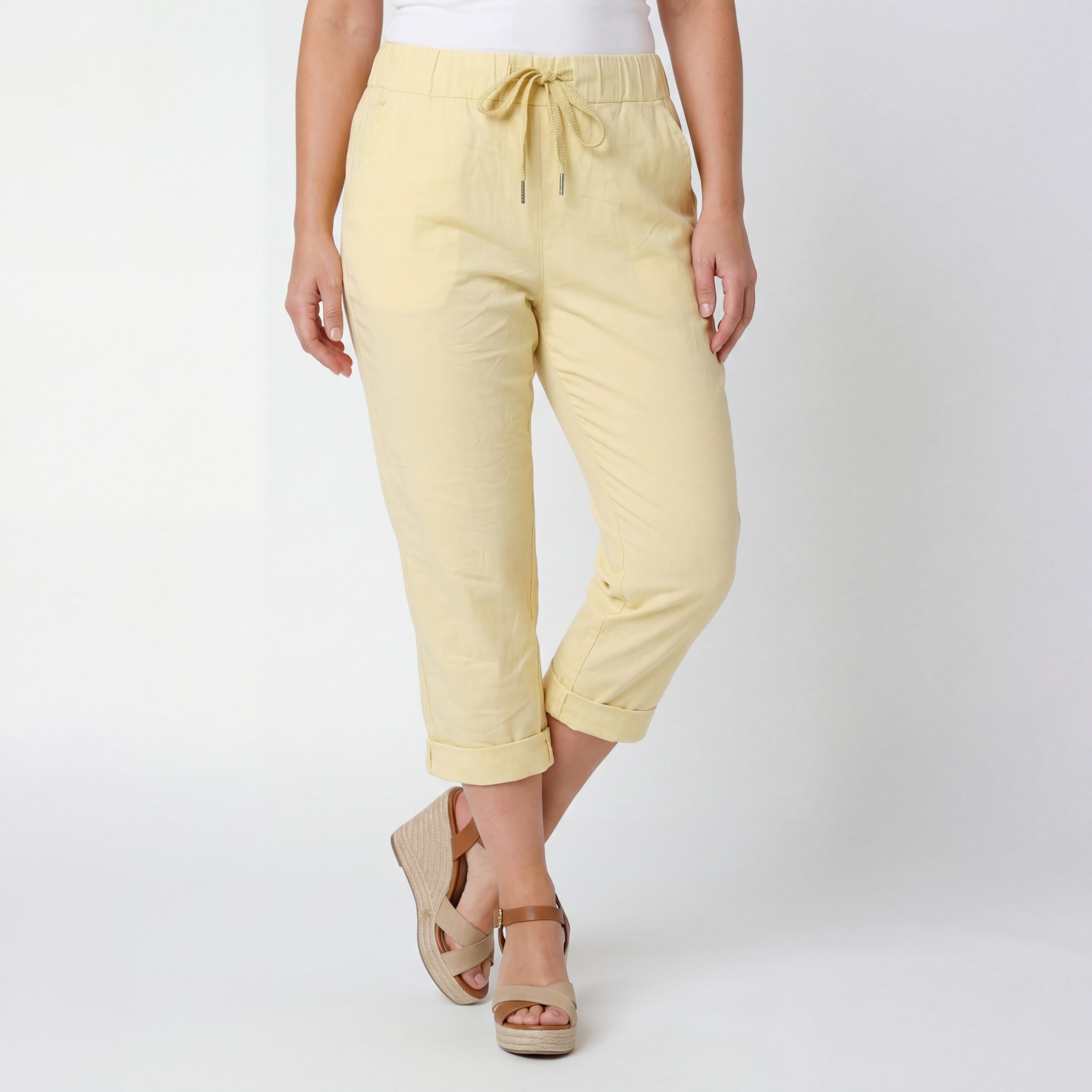 OriginalYou Caprihose Damen Sommerhose 7/8 Chinoshorts in Knitteroptik mit elastischem Bund moderne Knitteroptik, erhältlich in den Größe 36 bis 48