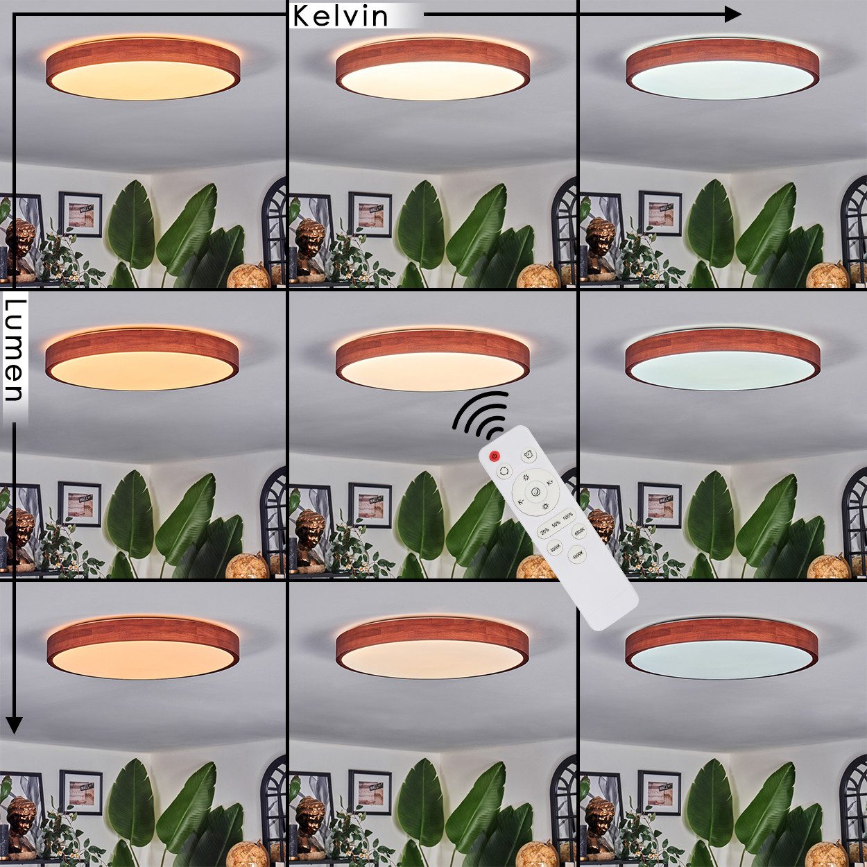 hofstein Deckenleuchte Deckenlampe aus Holz/Kunststoff in Naturfarben/Weiß, günstig online kaufen