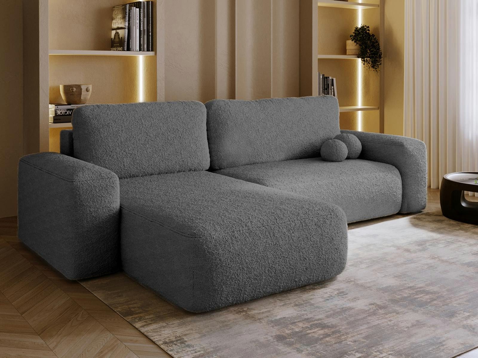 Compleo Ecksofa L-Form 282 cm breit, Elegant design, TEDIS, Couch mit Schlaffunktion, Wohnzimmer - Wohnlandschaft