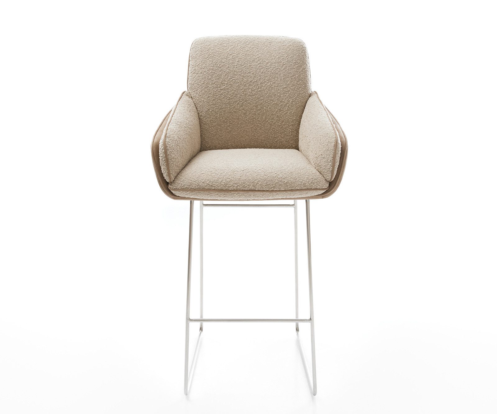 DELIFE Barhocker Luan-Flex, Kufengestell Edelstahl Materialmix Schlamm