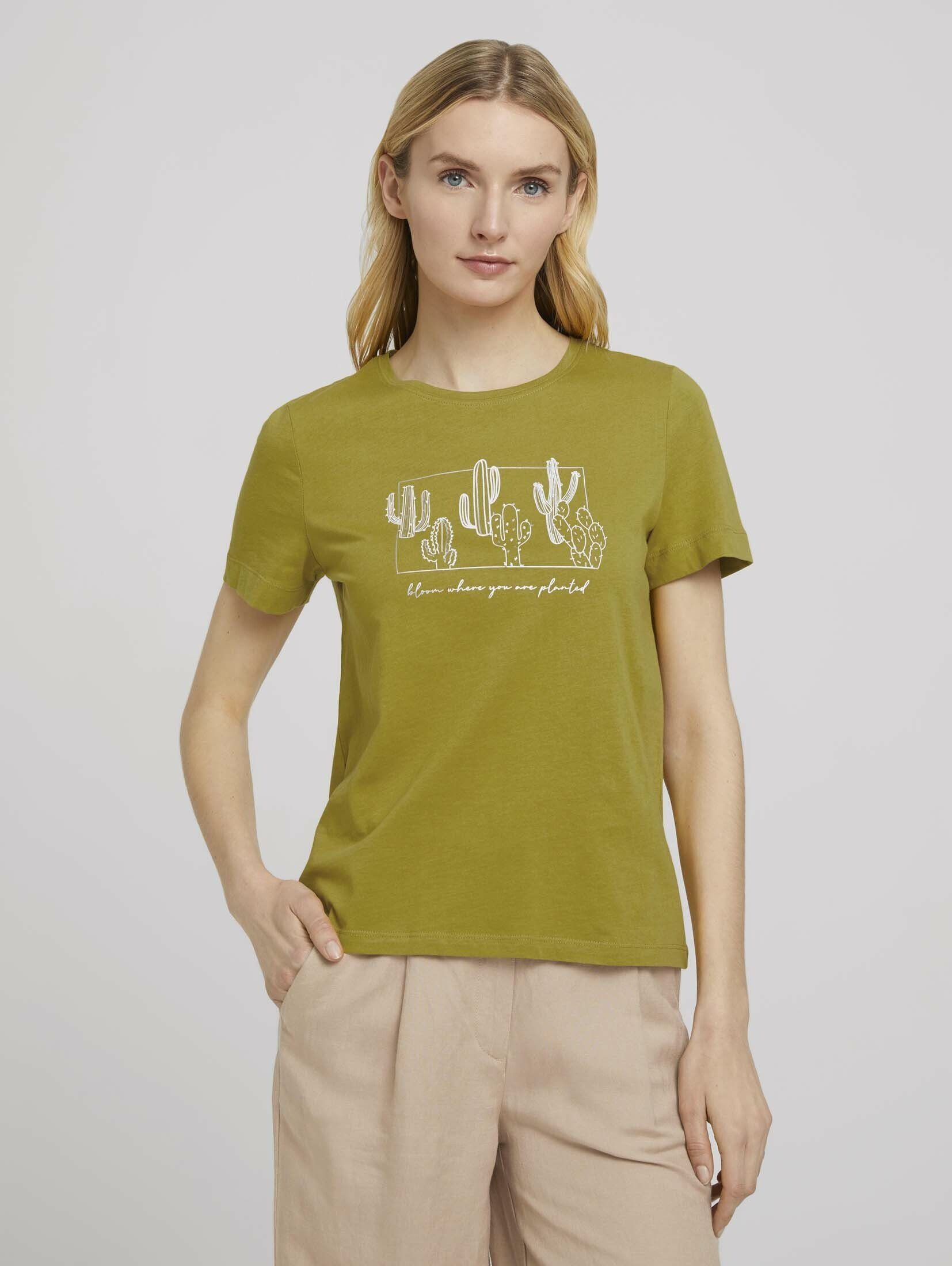 Print TAILOR green T-Shirt gecko mit Bio-Baumwolle TOM T-Shirt