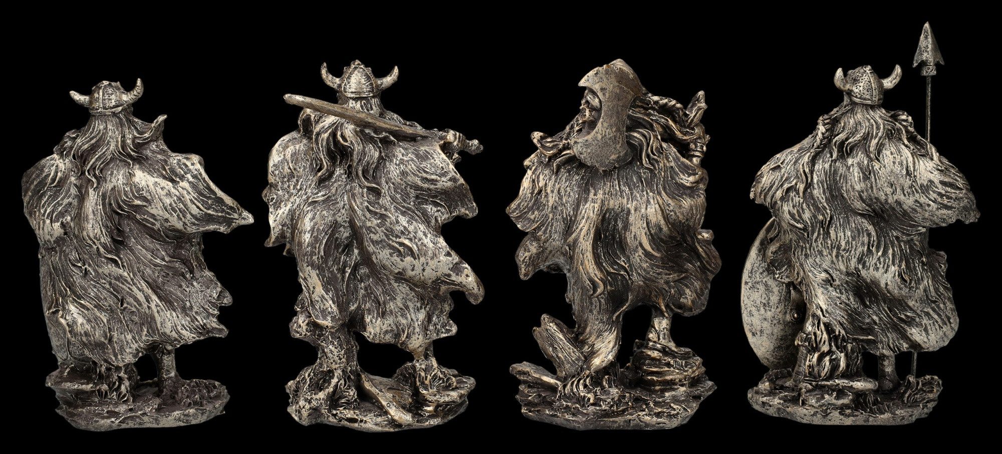 Figuren Shop GmbH Dekofigur Wikinger Figuren 4er Set - Krieger Odins - Mythologie Dekofigur Deko – Bild 4 von 5