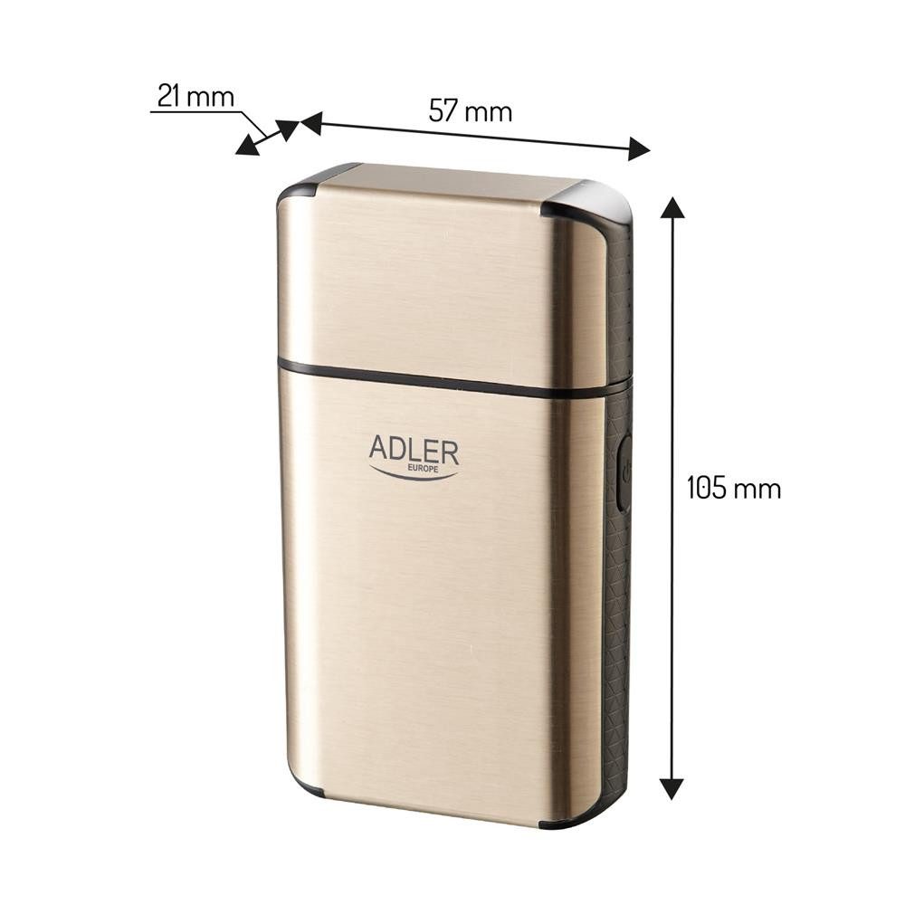 ADLER EUROPE Elektrorasierer AD 2948 Dual-Folienrasierer mit IPX6, LED, USB-C, 80 Min Laufzeit, 3 W, Unter fließendem Wasser abspülbar, abnehmbarer Scherkopf, Reinigungsbürste, Rasierer mit Bürste, Anleitung, Klingenschutz und USB-C-Kabel, Edelstahlklinge, 0,05-mm-Rasur, 5.800 U/min, Netzbetrieb, ABS-Gehäuse