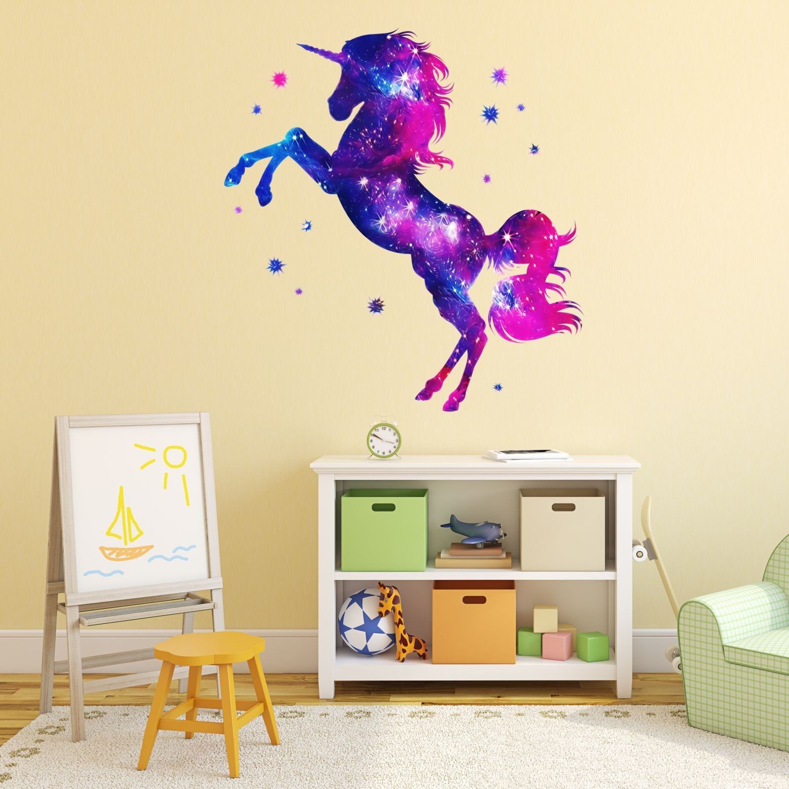 nikima Wandtattoo 163 Wandtattoo Einhorn pink - 600 x 600 mm (PVC-Folie), Made in Germany