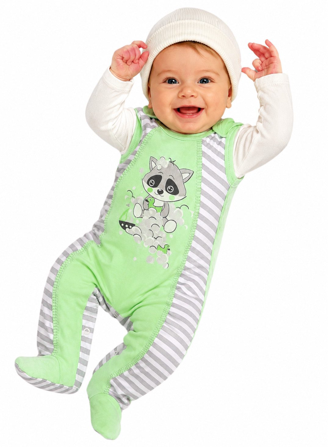 Strampler, Jäckchen & Mütze Baby Anzug neutral Stramplerhose Langarmshirt Mützchen