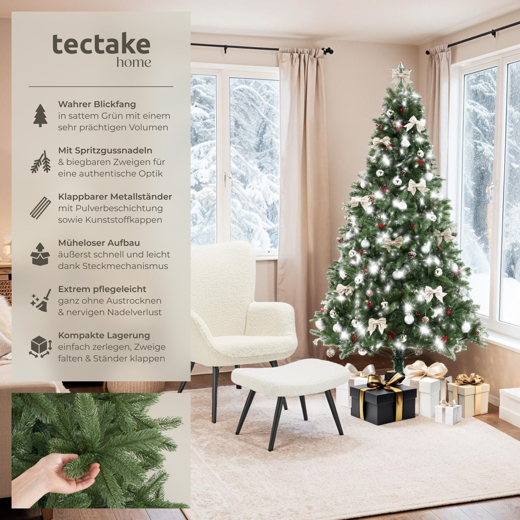 tectake Künstlicher Weihnachtsbaum Christbaum Künstlicher Spritzgussnadeln günstig online kaufen