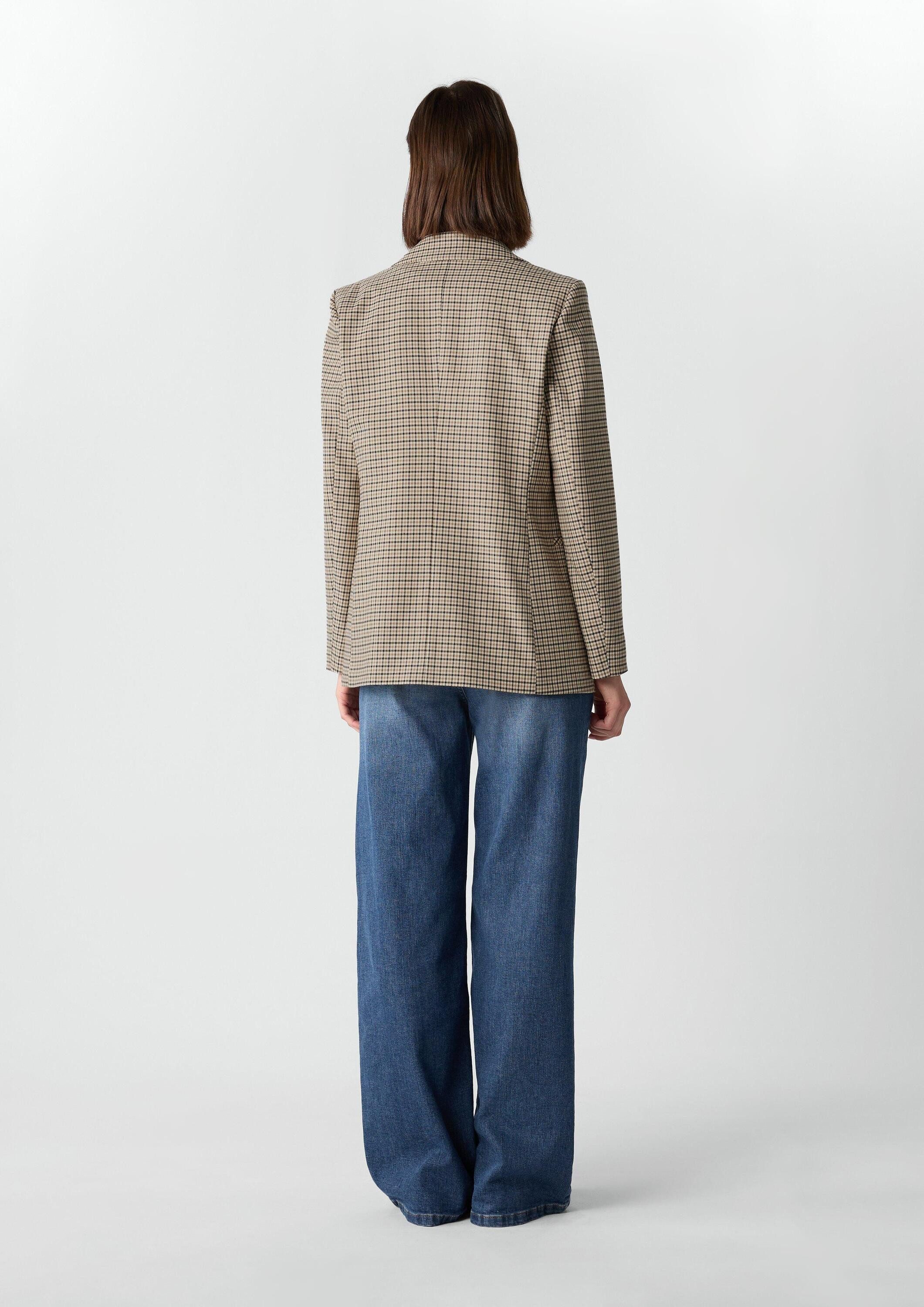 comma Jackenblazer Indoor-Blazer Karoblazer mit Zierknöpfen