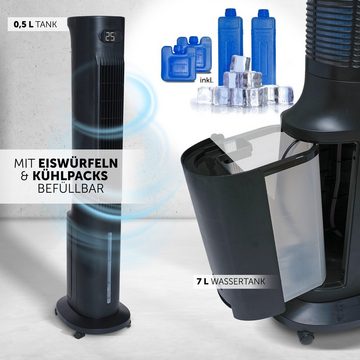 Johannson Turmventilator ICETOWER - Luftkühler mit Wasserkühlung, mit 7,6 l Wassertank inkl. 4 Kühlpads und Fernbedienung