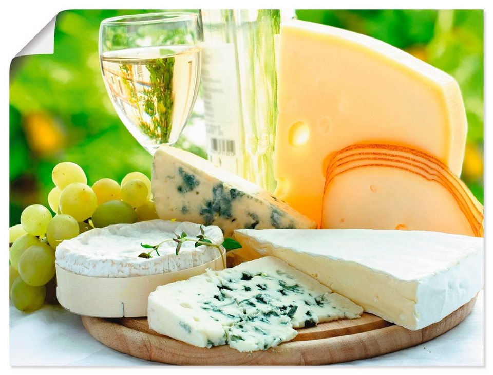 Artland Wandbild Käse & Wein, Lebensmittel (1 St), als Alubild, Leinwandbild,  Wandaufkleber oder Poster in versch. Größen