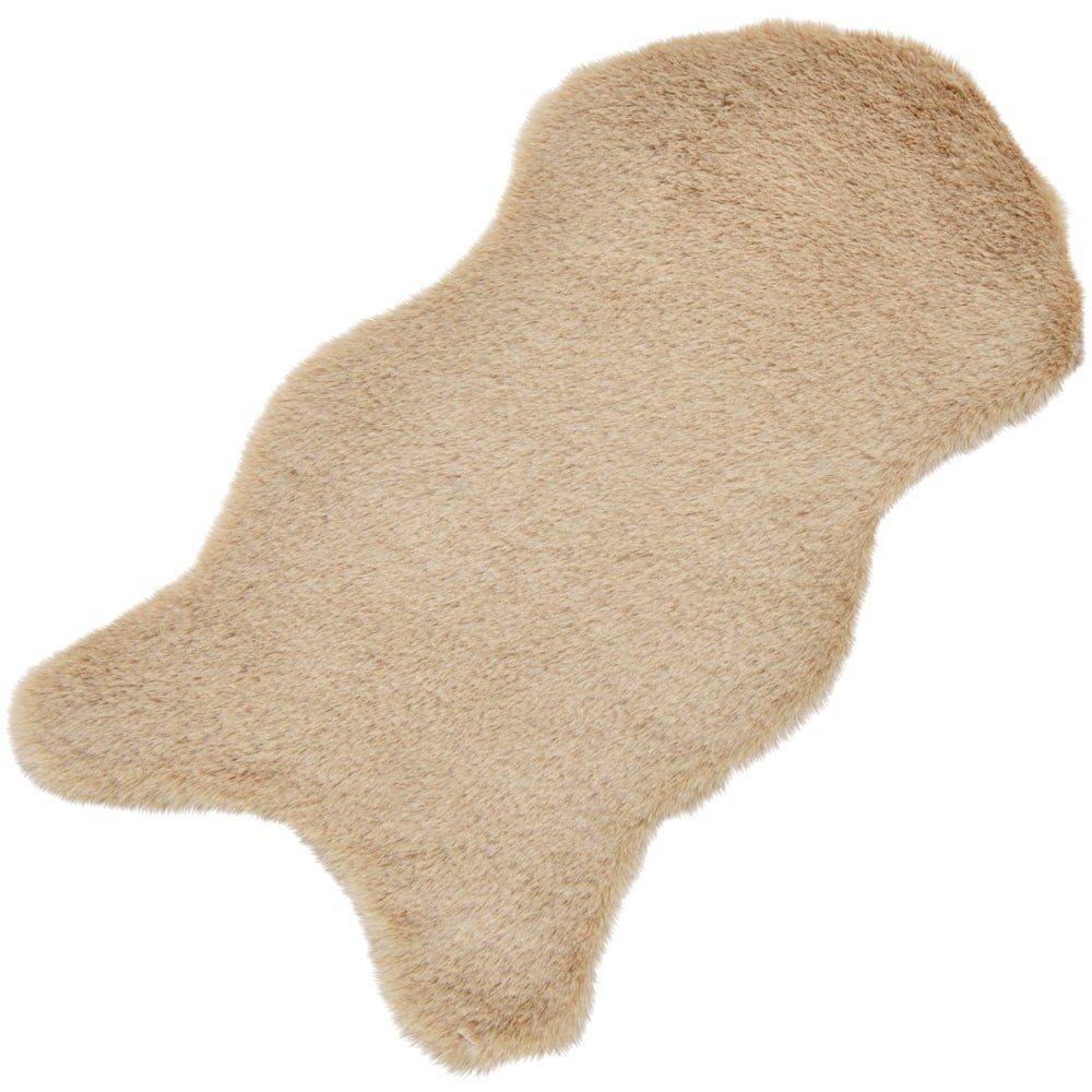 matches21 HOME & HOBBY Fellteppich Kleines kurzflor Deko-Fell als Fell-Imitat in 50 x 25 cm beige, Höhe: 20 mm, Flauschiges Kunstfell als Fell-Teppich Stuhl-Überwurf Sitzauflage