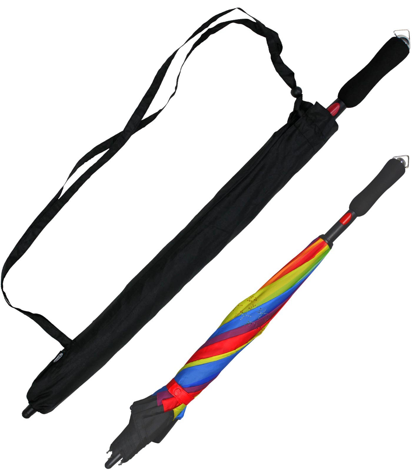 iX-brella Langregenschirm Reverse-Schirm - umgedreht mit ein- perfekt Auto Automatik, schwarz-bunt zu um auszusteigen aus oder dem öffnen